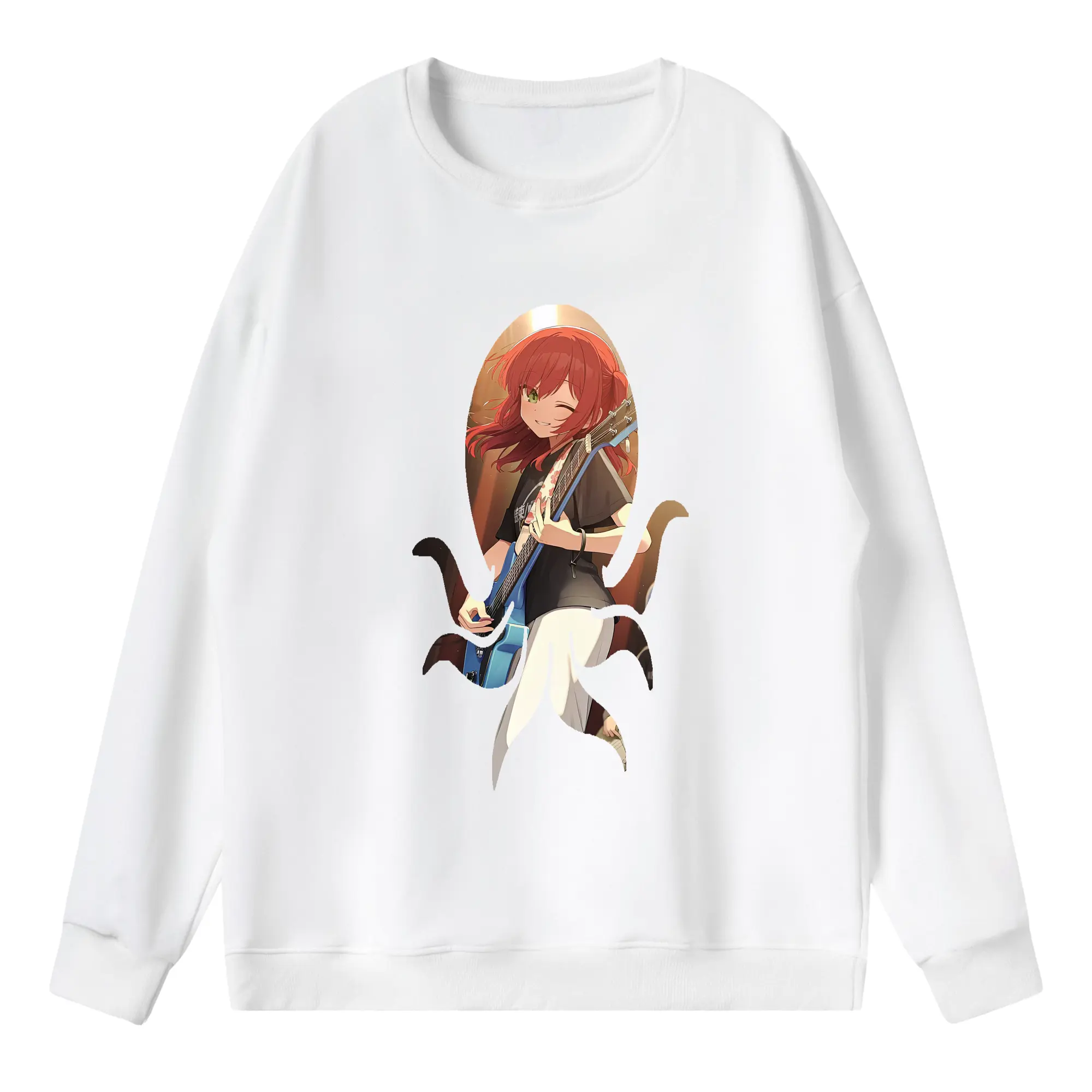 ぼっちざろっく！ グッズ,喜多郁代 - 薄手 クルーネック スウェット 裏毛260g · ポリエステル 春秋向け カジュアル 男女兼用 · トレーナー デイリー スポーツ 散歩に最適