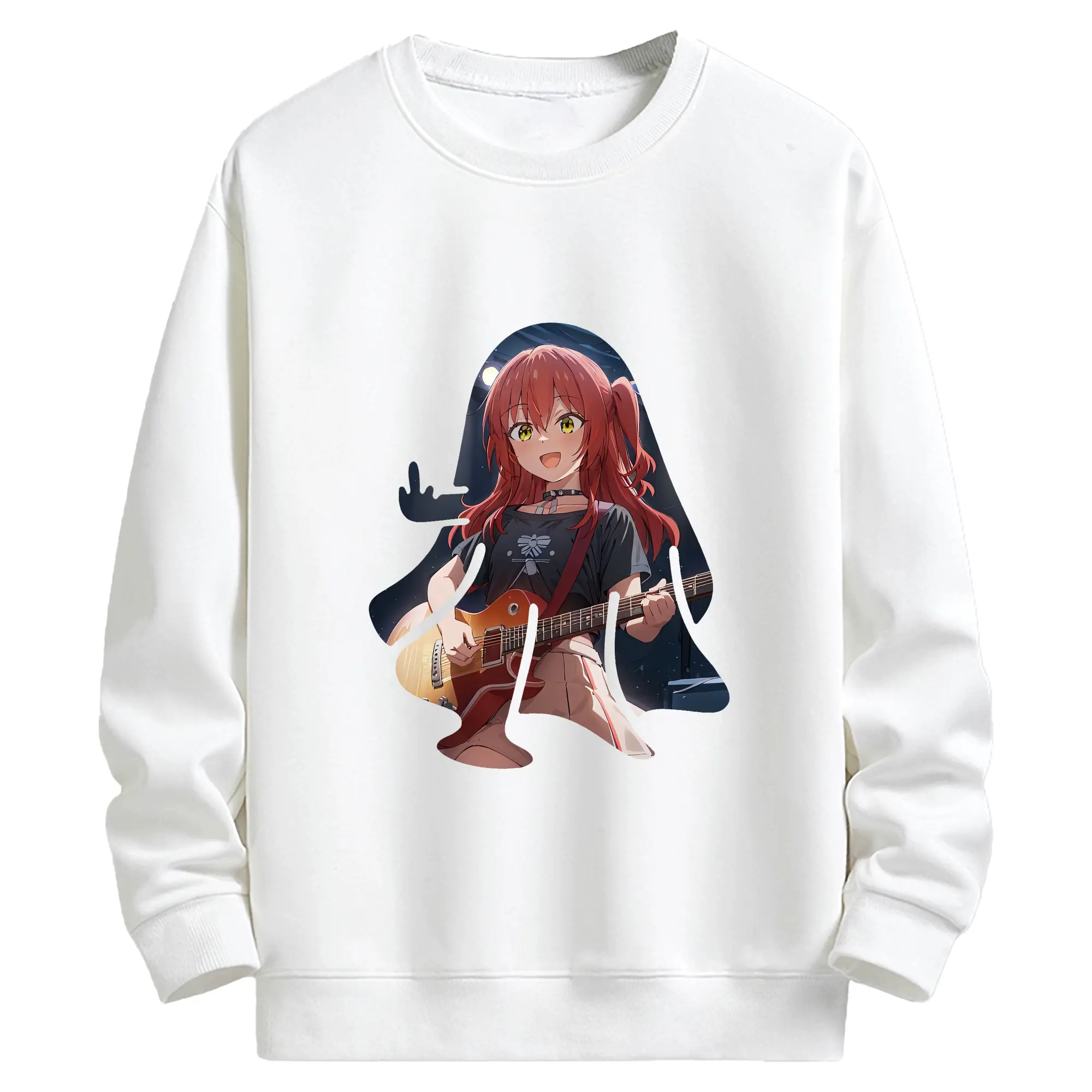 ぼっちざろっく！ グッズ,喜多郁代 - キッズ クルーネックスウェットシャツ ・ フロントプリント ・ 綿80％ ポリエステル20％ ・ 快適 通学 スポーツ 日常使い お散歩用