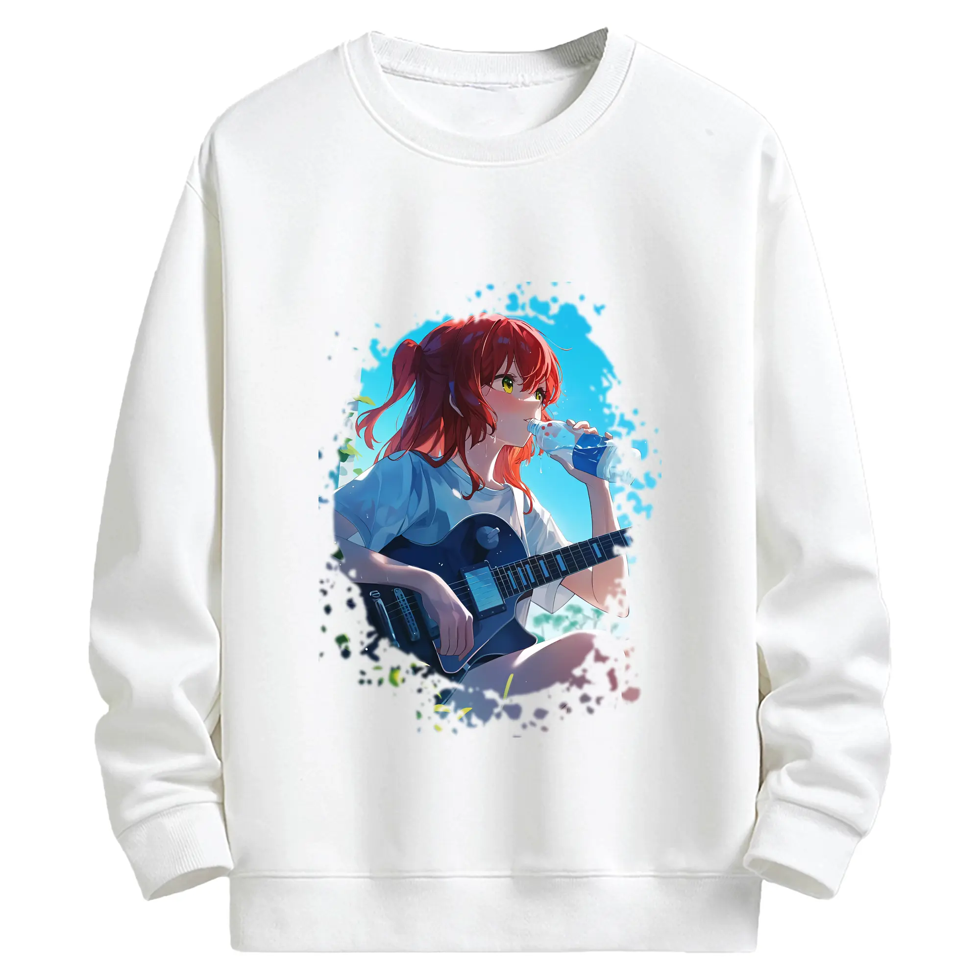 ぼっちざろっく！ グッズ,喜多郁代 - キッズ クルーネックスウェットシャツ ・ フロントプリント ・ 綿80％ ポリエステル20％ ・ 快適 通学 スポーツ 日常使い お散歩用