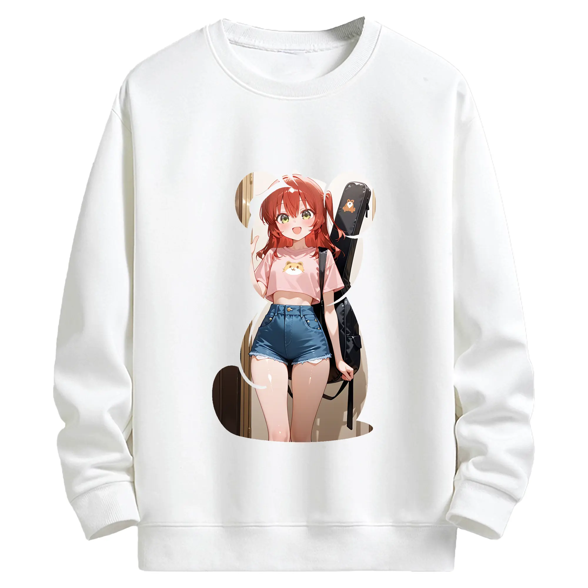 ぼっちざろっく！ グッズ,喜多郁代 - キッズ クルーネックスウェットシャツ ・ フロントプリント ・ 綿80％ ポリエステル20％ ・ 快適 通学 スポーツ 日常使い お散歩用