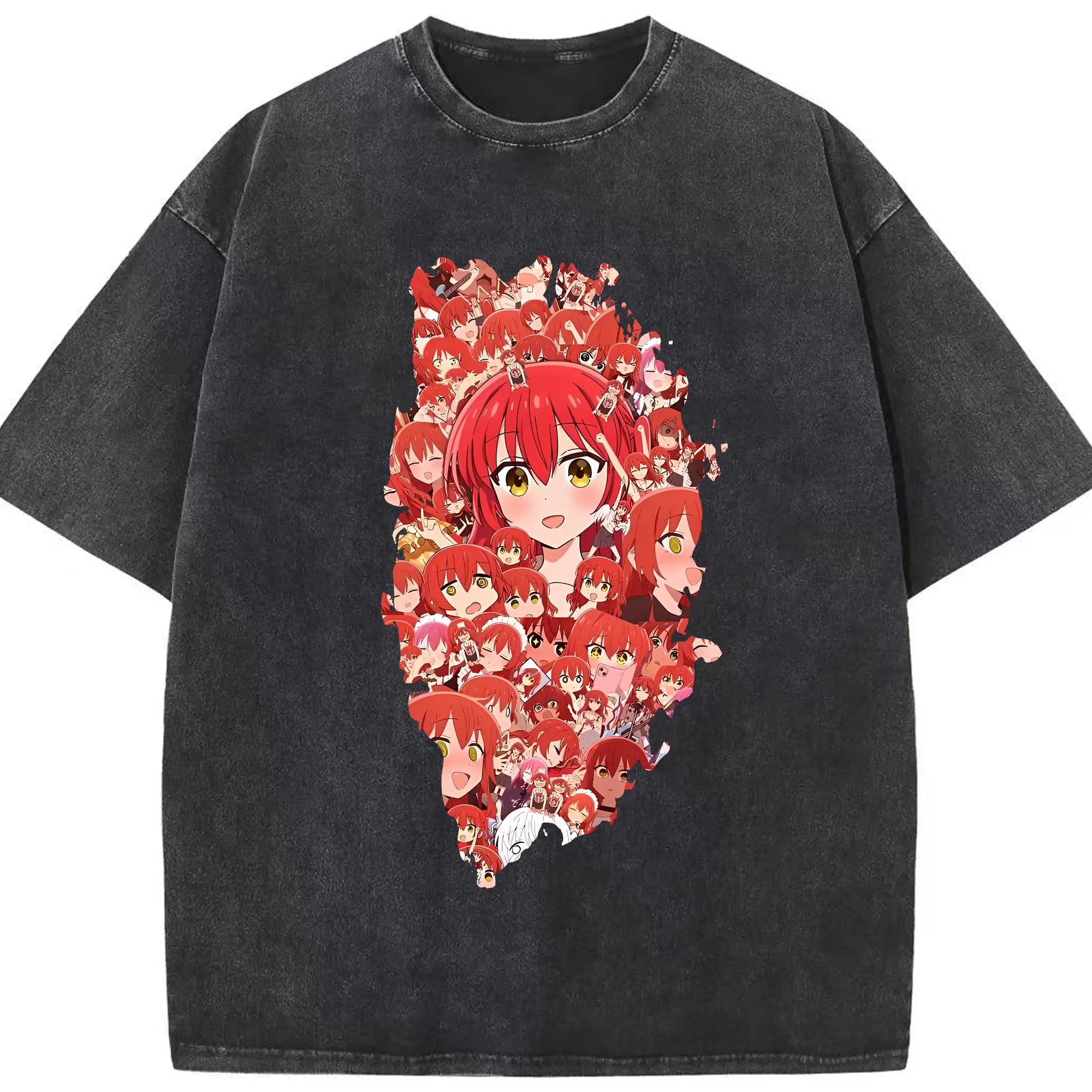 ぼっちざろっく！ グッズ,喜多郁代 - 綿100％ ヴィンテージ風 半袖Tシャツ ・ フロントプリント ・ 柔らか肌触り ・ 通気性 快適 ・ スポーツ カジュアル 外出用