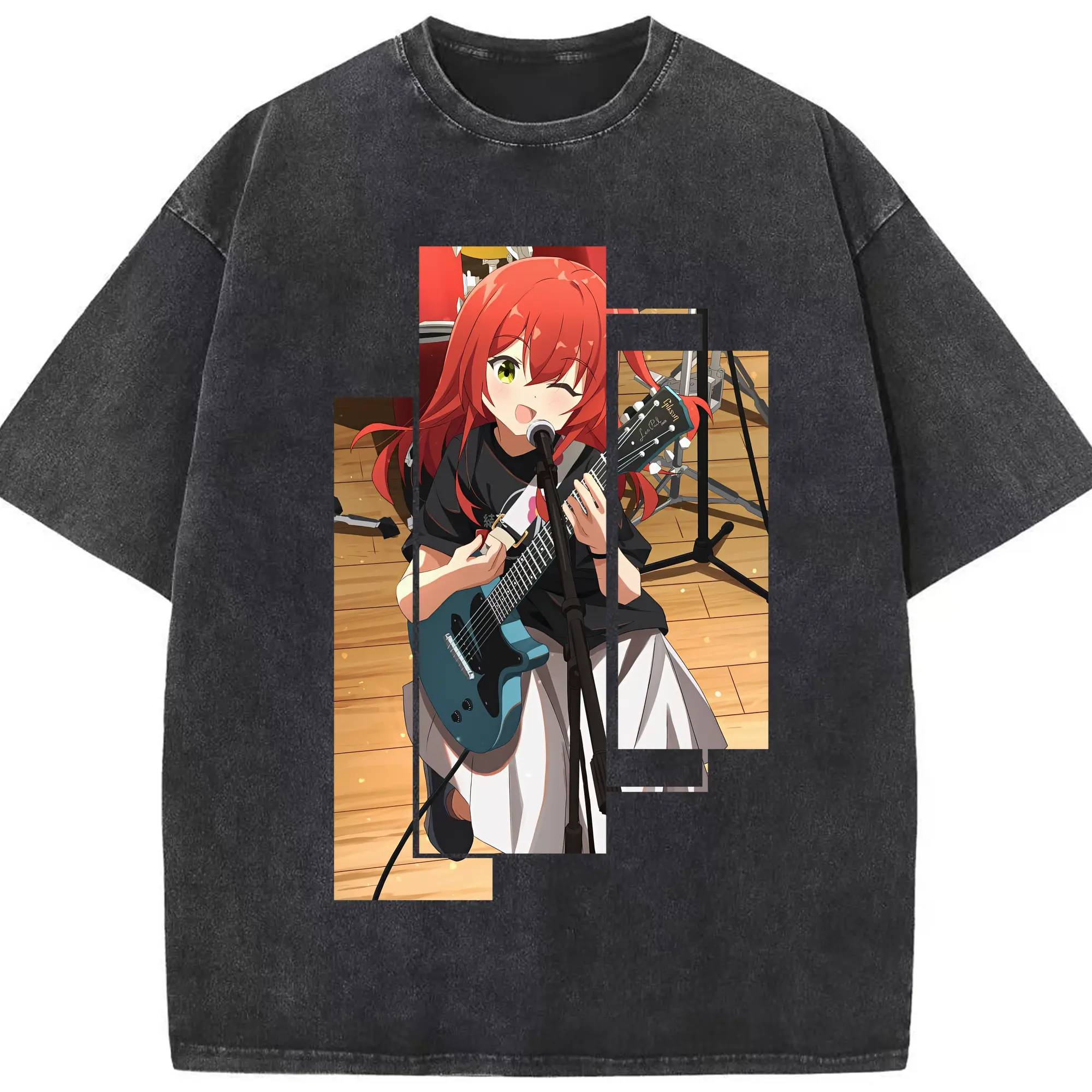 ぼっちざろっく！ グッズ,喜多郁代 - 綿100％ ヴィンテージ風 半袖Tシャツ ・ フロントプリント ・ 柔らか肌触り ・ 通気性 快適 ・ スポーツ カジュアル 外出用