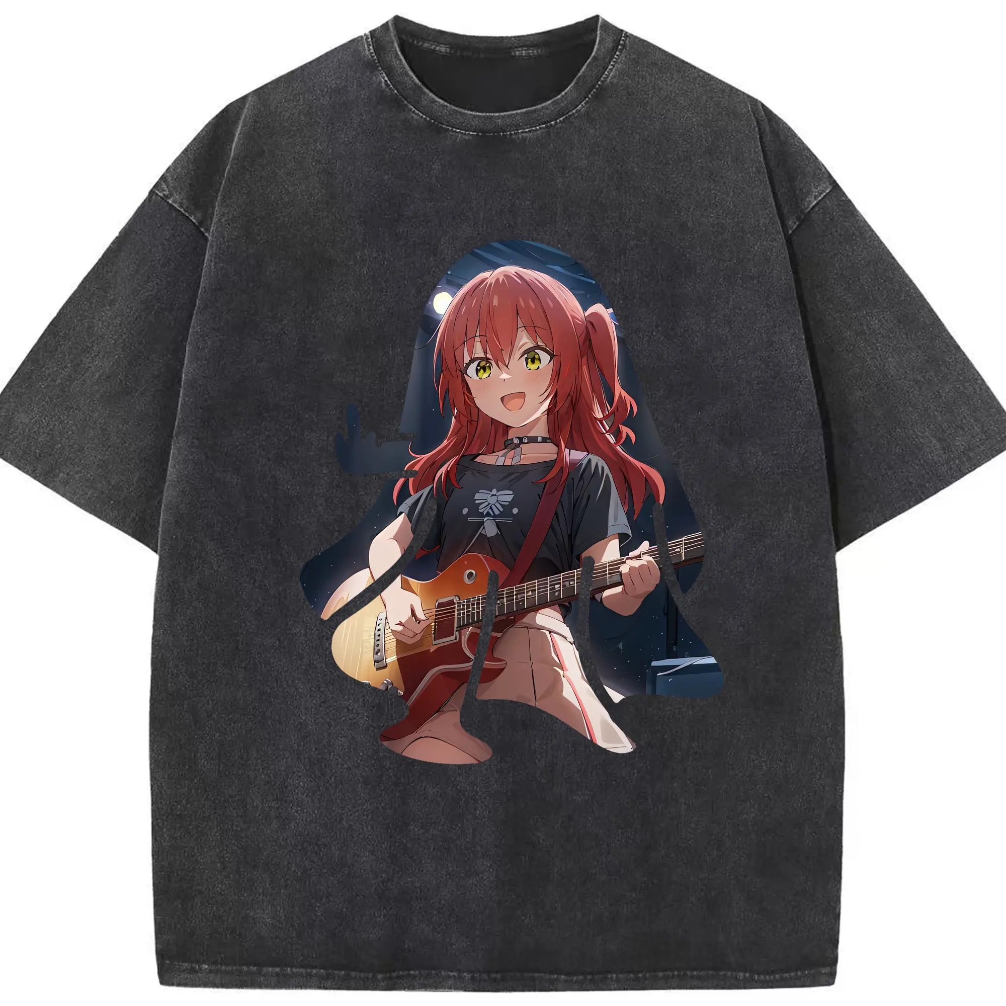 ぼっちざろっく！ グッズ,喜多郁代 - 綿100％ ヴィンテージ風 半袖Tシャツ ・ フロントプリント ・ 柔らか肌触り ・ 通気性 快適 ・ スポーツ カジュアル 外出用