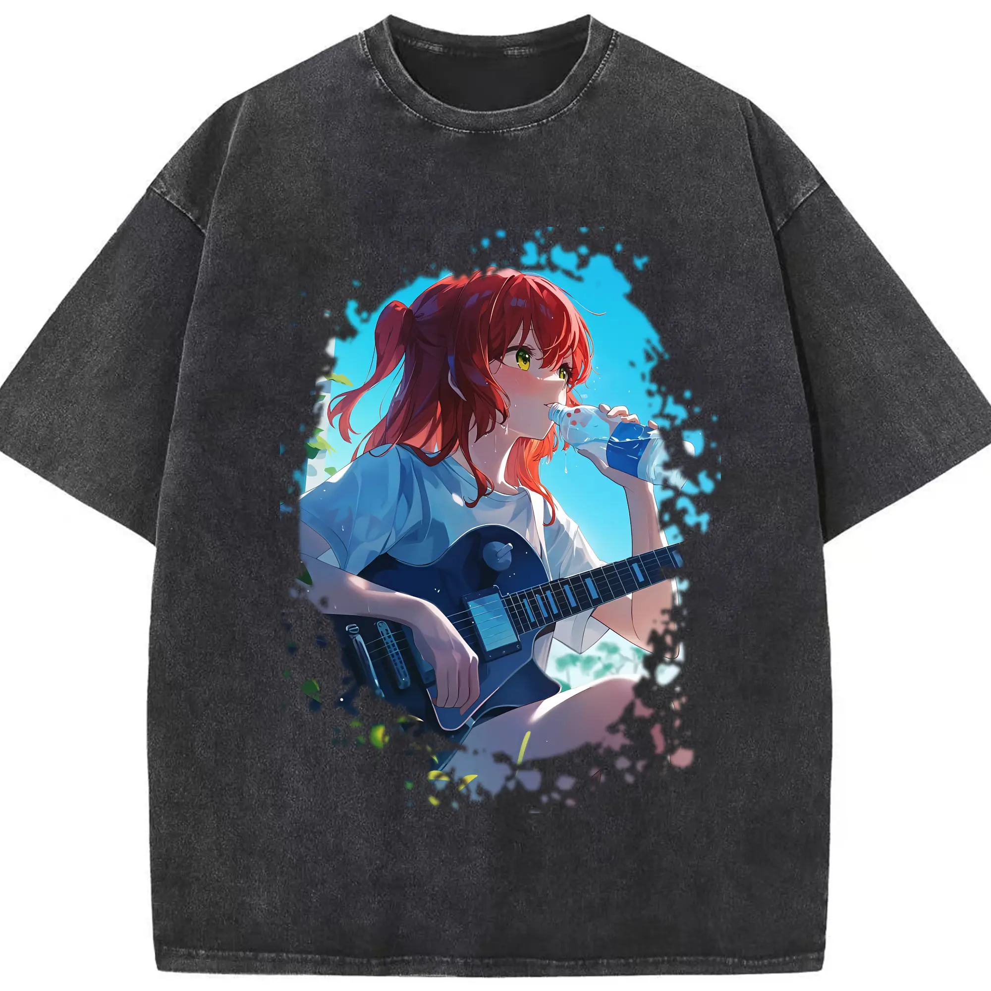 ぼっちざろっく！ グッズ,喜多郁代 - 綿100％ ヴィンテージ風 半袖Tシャツ ・ フロントプリント ・ 柔らか肌触り ・ 通気性 快適 ・ スポーツ カジュアル 外出用