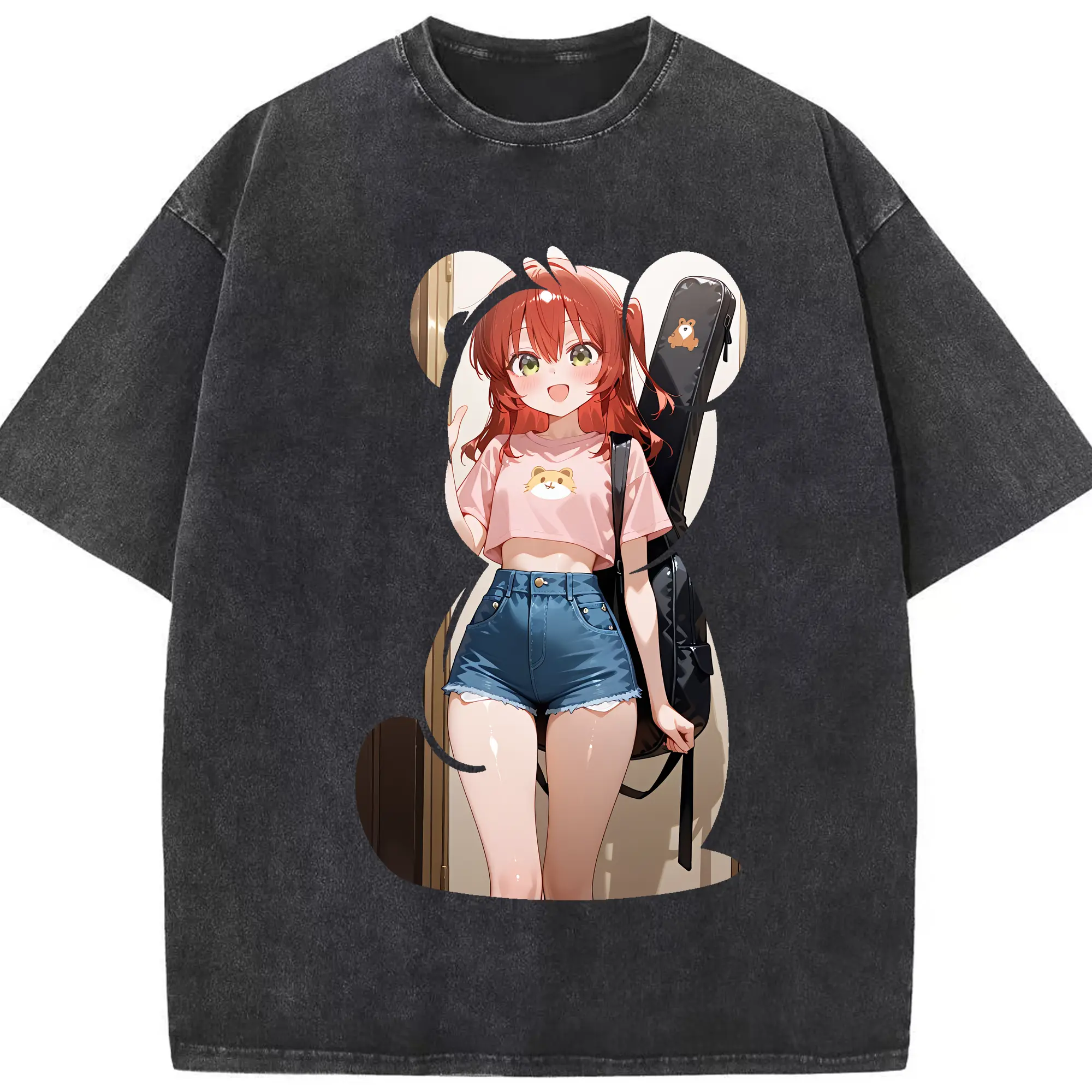 ぼっちざろっく！ グッズ,喜多郁代 - 綿100％ ヴィンテージ風 半袖Tシャツ ・ フロントプリント ・ 柔らか肌触り ・ 通気性 快適 ・ スポーツ カジュアル 外出用