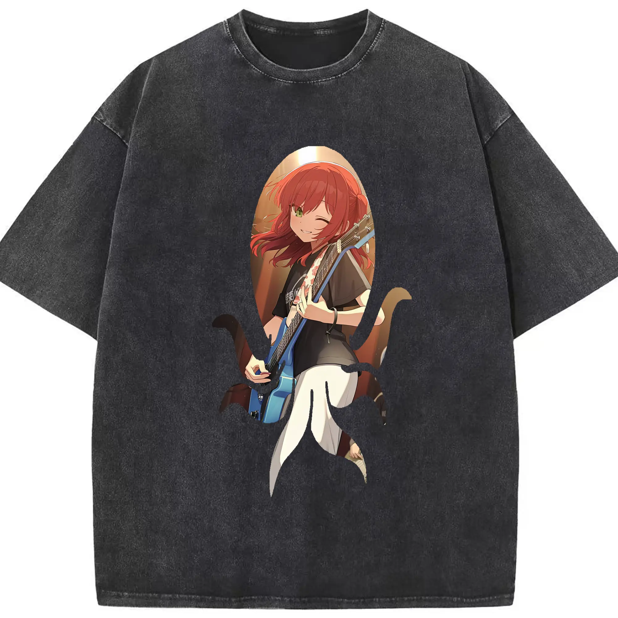 ぼっちざろっく！ グッズ,喜多郁代 - 綿100％ ヴィンテージ風 半袖Tシャツ ・ フロントプリント ・ 柔らか肌触り ・ 通気性 快適 ・ スポーツ カジュアル 外出用