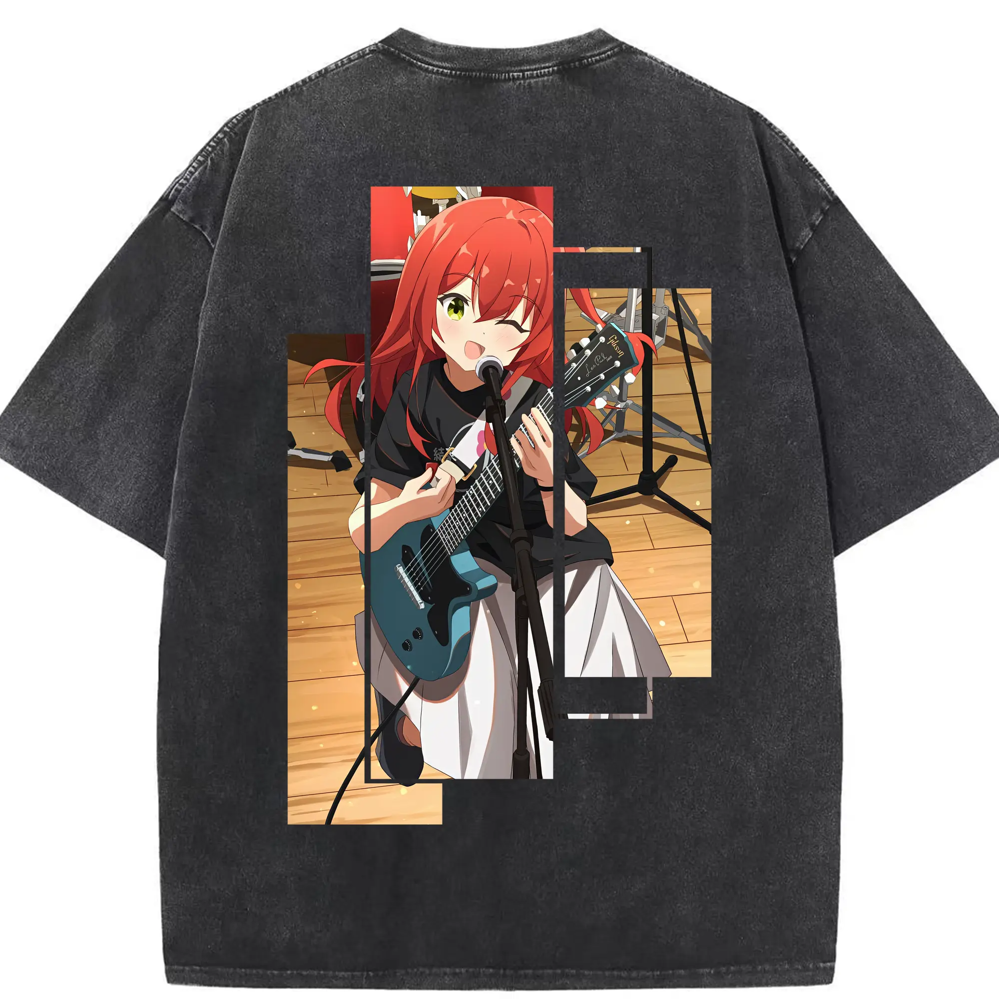 ぼっちざろっく！ グッズ,喜多郁代 - 綿100％ ヴィンテージ風 半袖Tシャツ ・ 背面プリント ・ 柔らか肌触り ・ 通気性 快適 ・ スポーツ カジュアル 外出用