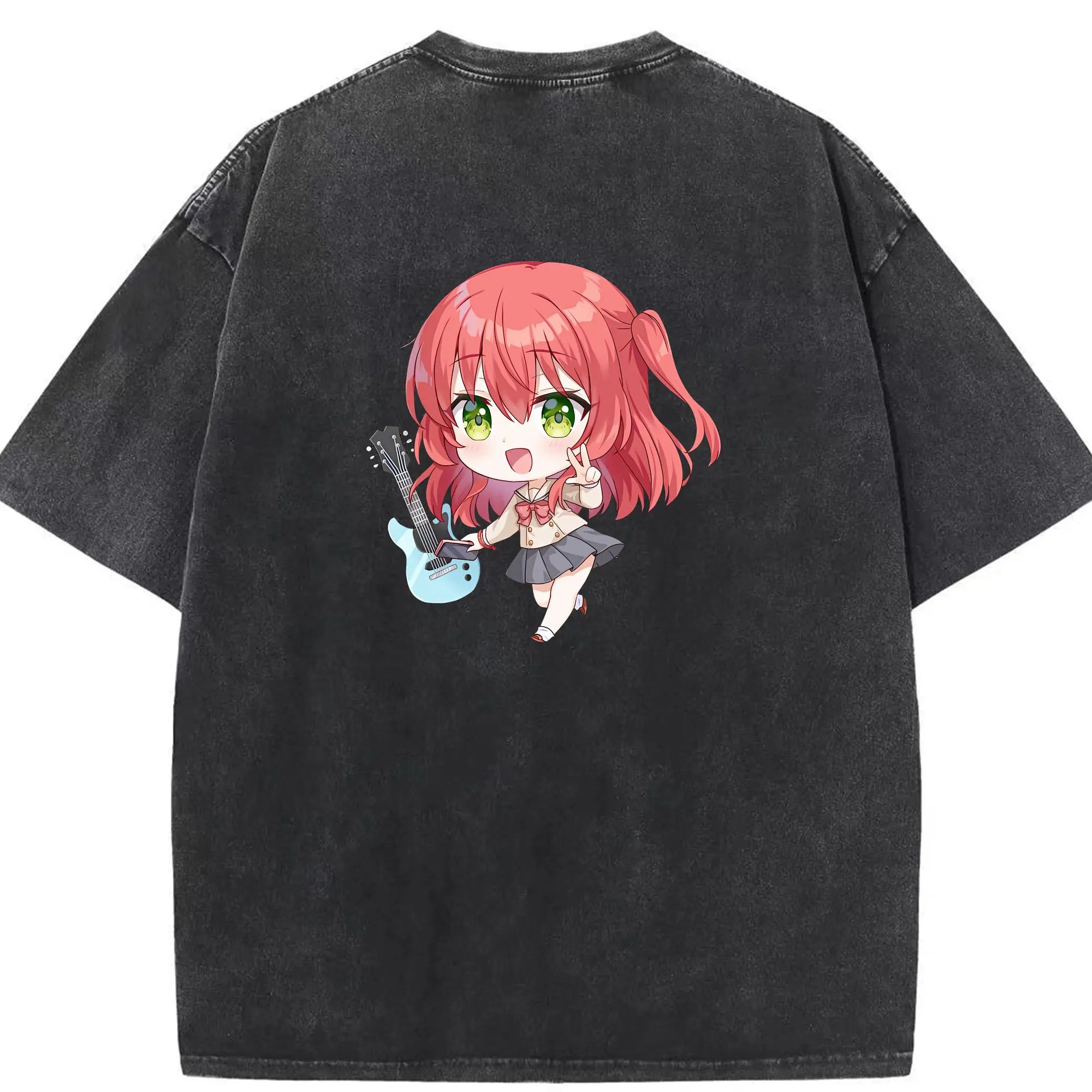 ぼっちざろっく！ グッズ,喜多郁代 - 綿100％ ヴィンテージ風 半袖Tシャツ ・ 背面プリント ・ 柔らか肌触り ・ 通気性 快適 ・ スポーツ カジュアル 外出用