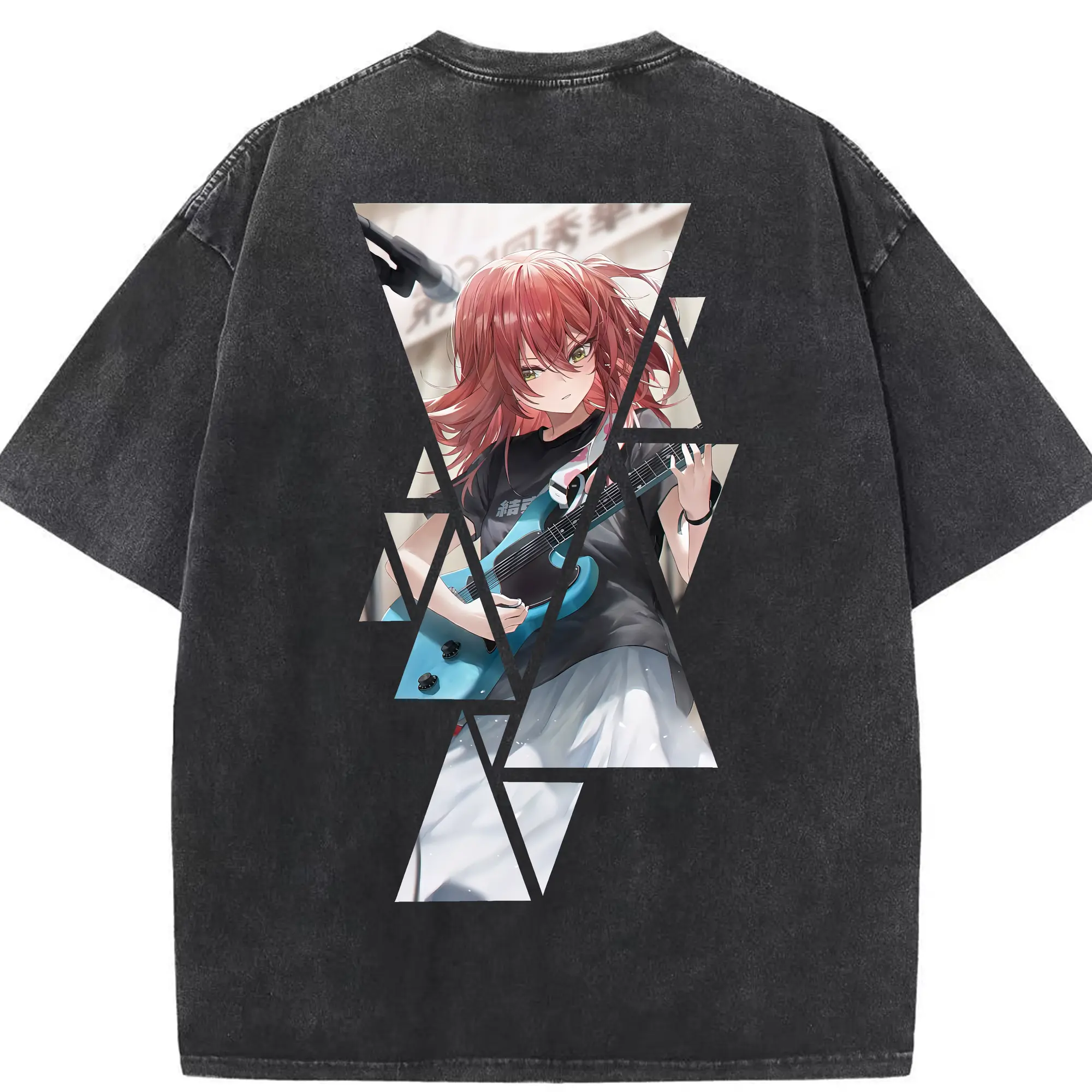 ぼっちざろっく！ グッズ,喜多郁代 - 綿100％ ヴィンテージ風 半袖Tシャツ ・ 背面プリント ・ 柔らか肌触り ・ 通気性 快適 ・ スポーツ カジュアル 外出用