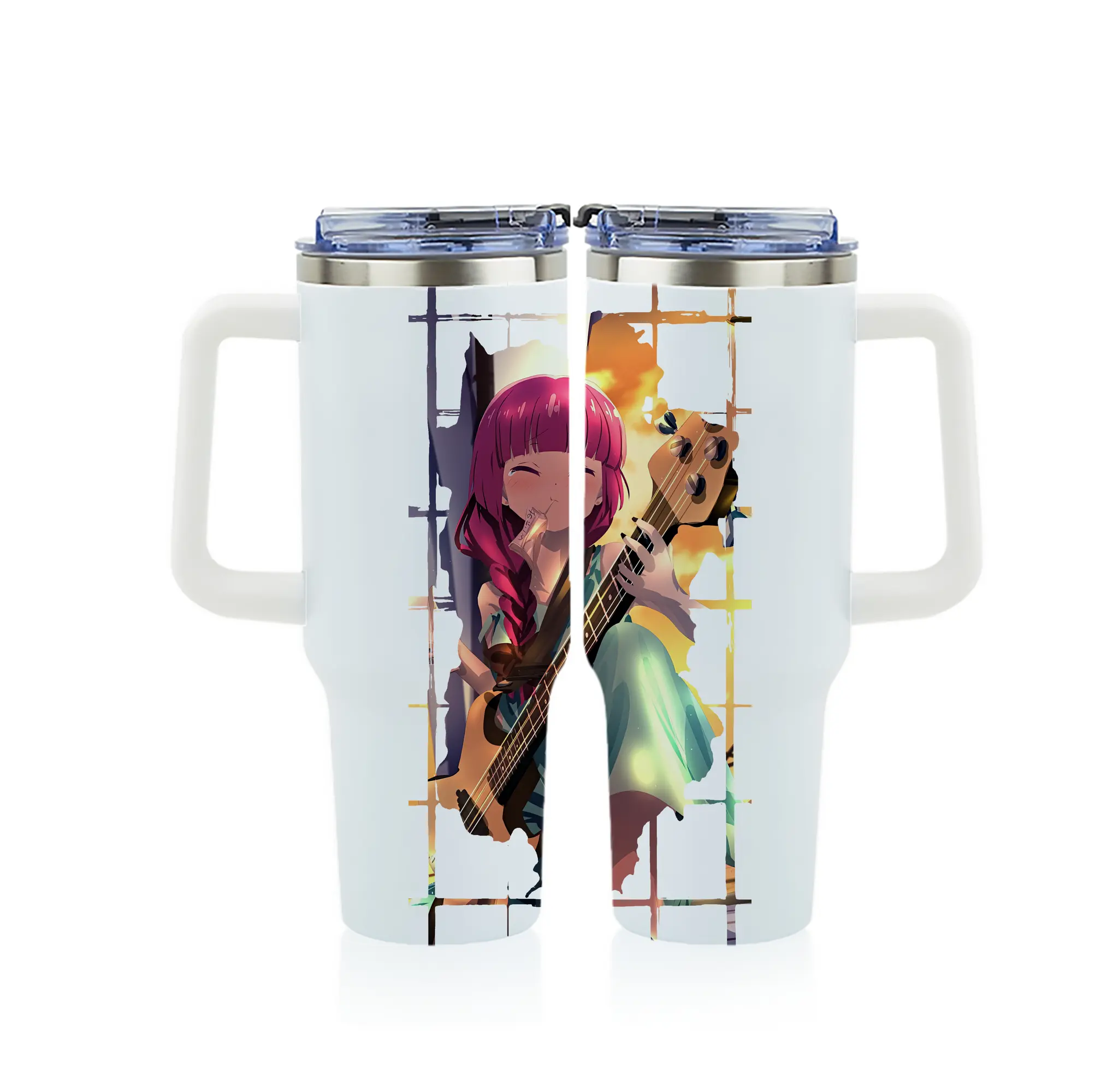 ぼっちざろっく！ グッズ,廣井きくり - 1200mL フルプリント車用タンブラー ・ 304ステンレス 内側 ・ 201ステンレス 外側 ・ 保温 保冷 ・ 通勤 ドライブ アウトドア用