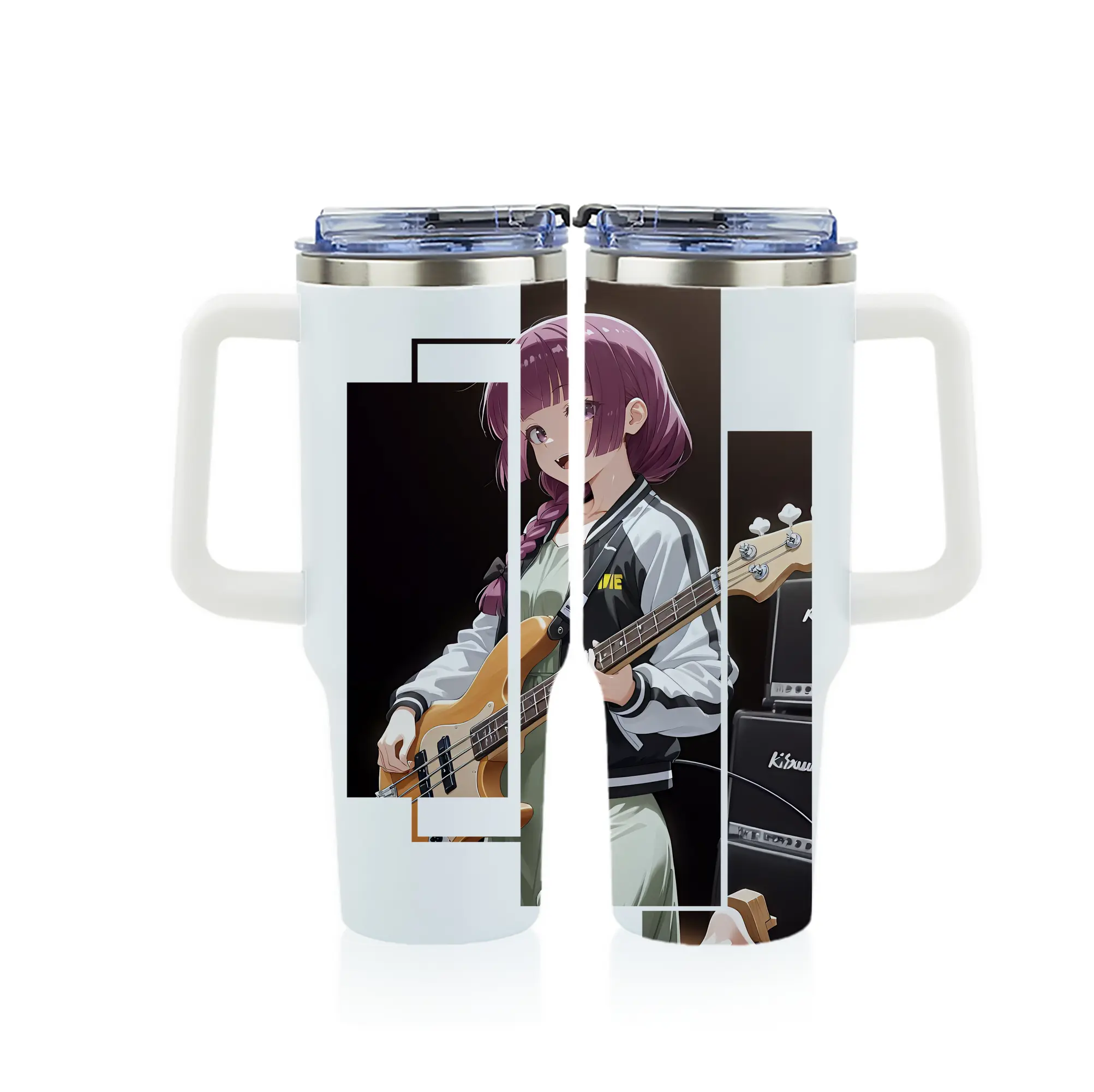 ぼっちざろっく！ グッズ,廣井きくり - 1200mL フルプリント車用タンブラー ・ 304ステンレス 内側 ・ 201ステンレス 外側 ・ 保温 保冷 ・ 通勤 ドライブ アウトドア用