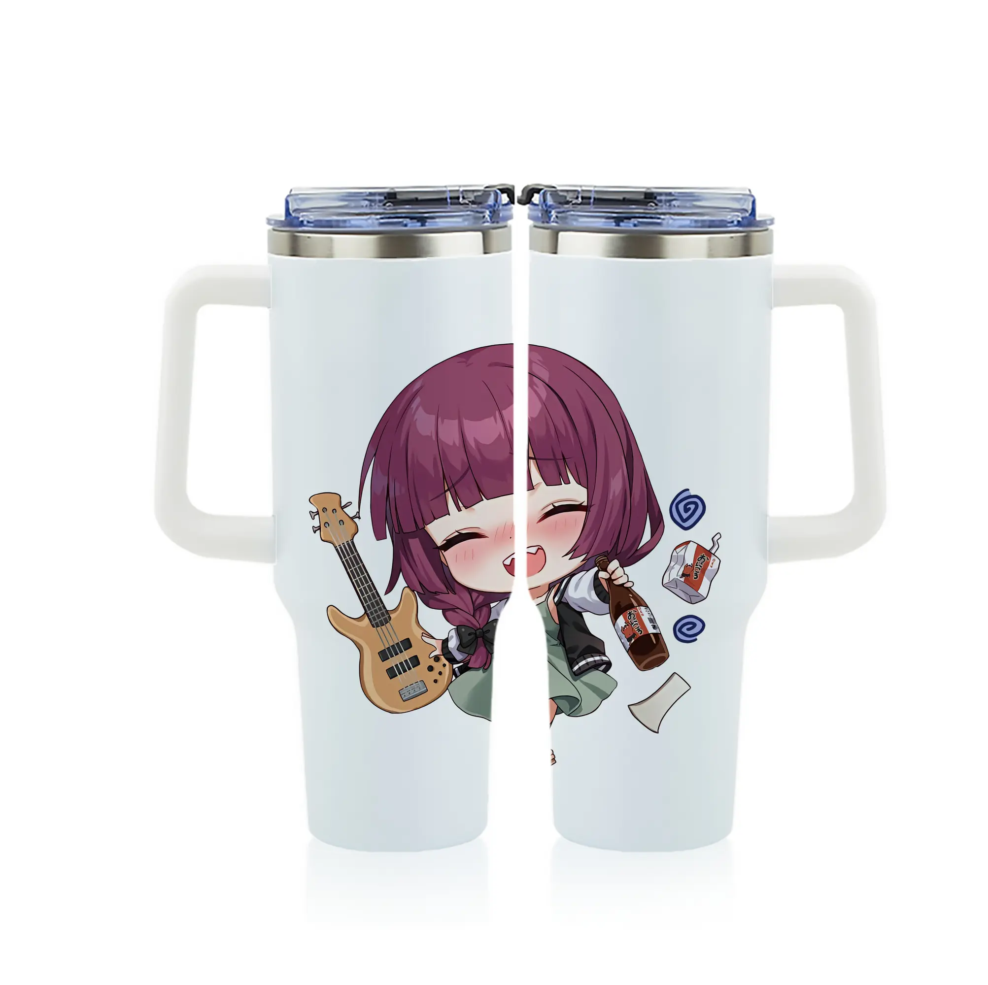 ぼっちざろっく！ グッズ,廣井きくり - 1200mL フルプリント車用タンブラー ・ 304ステンレス 内側 ・ 201ステンレス 外側 ・ 保温 保冷 ・ 通勤 ドライブ アウトドア用