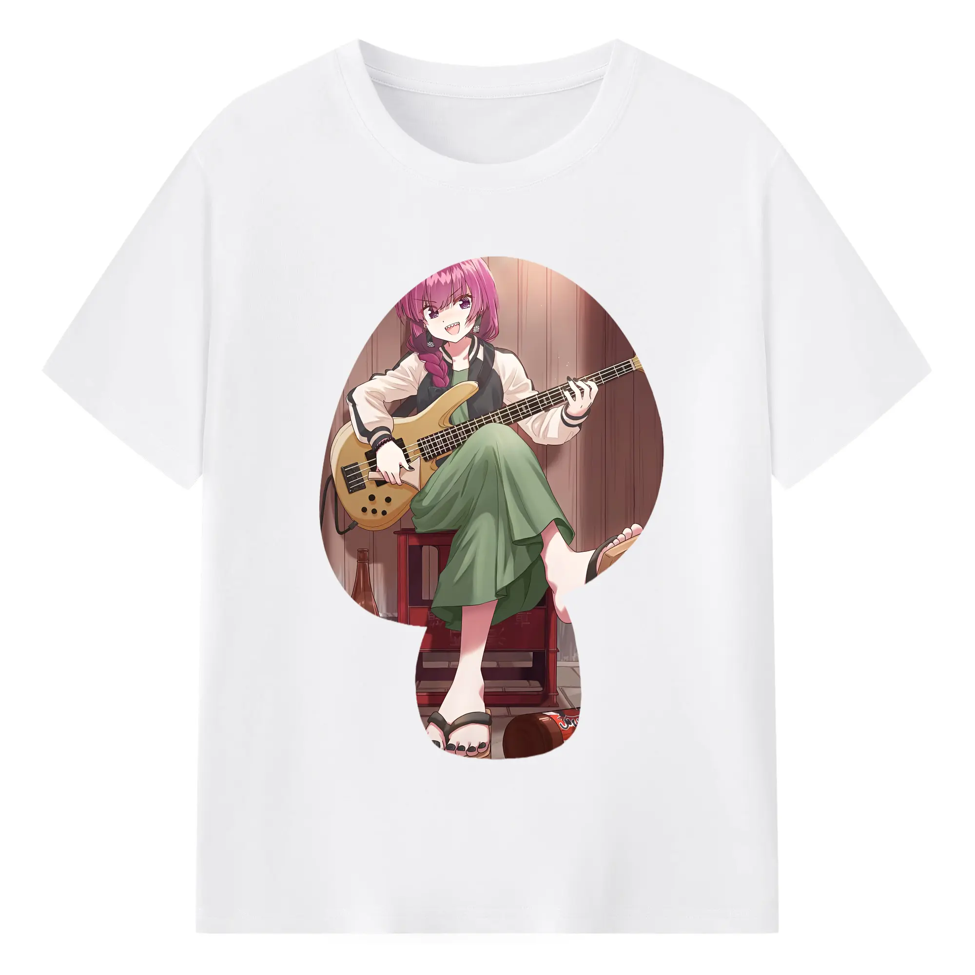 ぼっちざろっく！ グッズ,廣井きくり - 綿100％ 半袖Tシャツ ・ フロントプリント ・ 快適 通気性 ・ 日常使い 散歩 スポーツ用