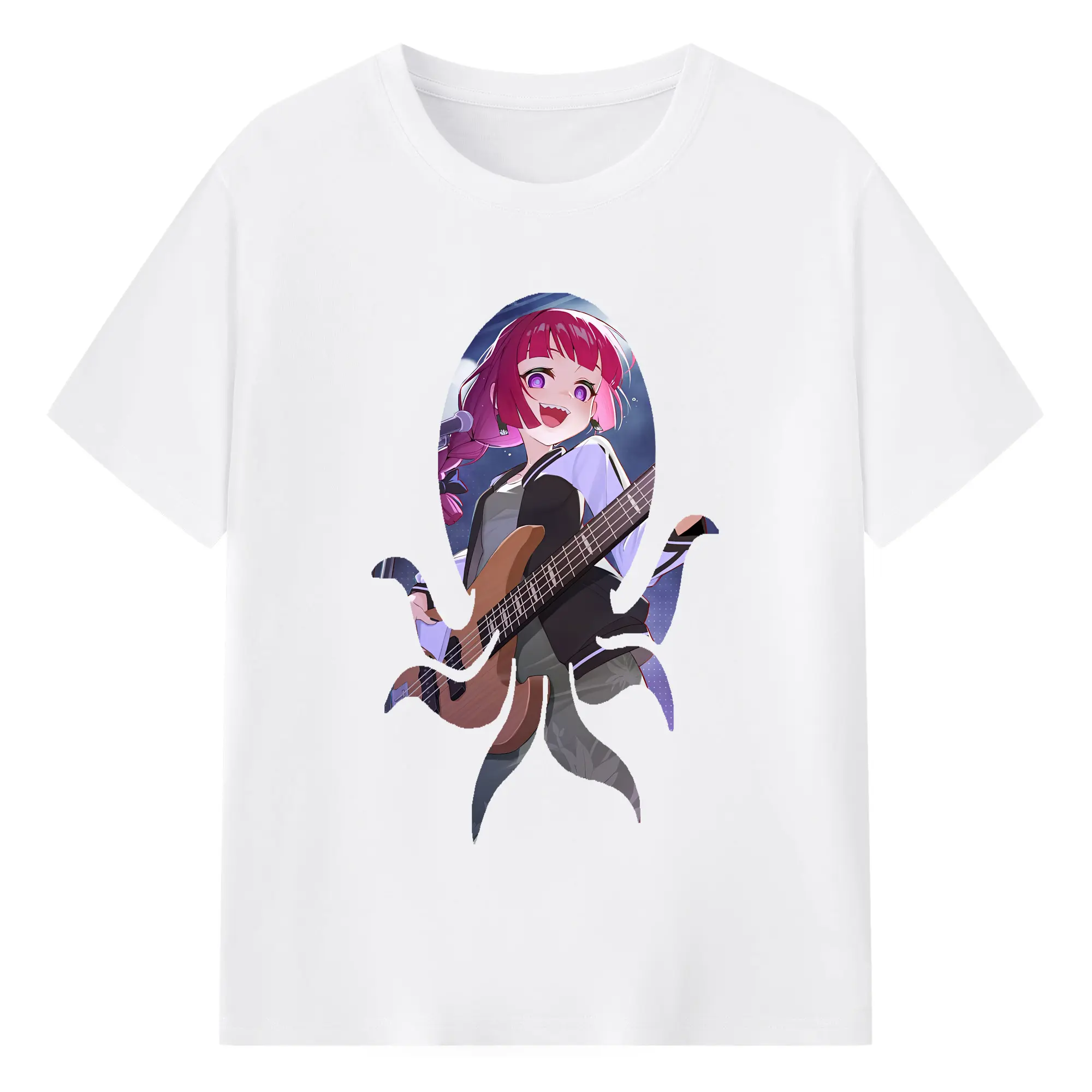 ぼっちざろっく！ グッズ,廣井きくり - 綿100％ 半袖Tシャツ ・ フロントプリント ・ 快適 通気性 ・ 日常使い 散歩 スポーツ用