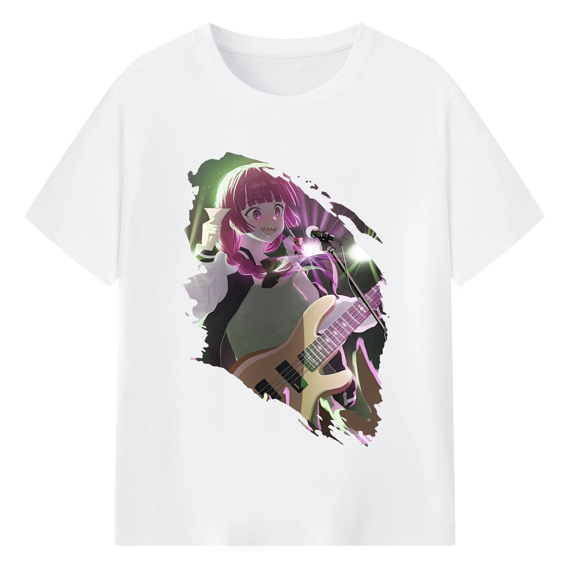 ぼっちざろっく！ グッズ,廣井きくり - 綿100％ 半袖Tシャツ ・ フロントプリント ・ 快適 通気性 ・ 日常使い 散歩 スポーツ用