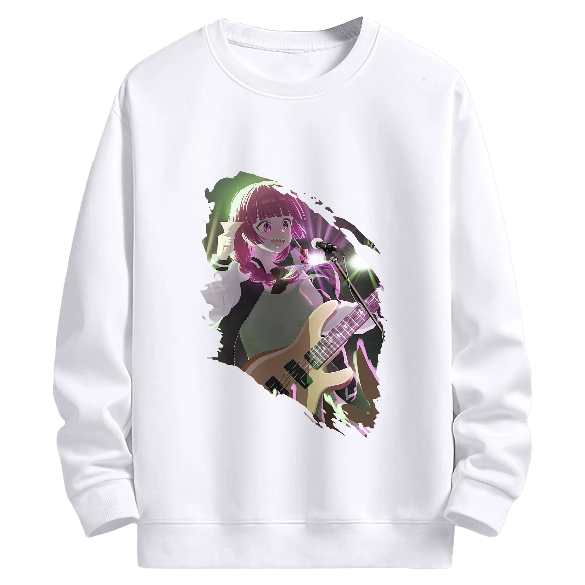 ぼっちざろっく！ グッズ,廣井きくり - 高品質 クルーネック スウェット ・ コットン59％ ポリエステル41％ ・ ユニセックス 長袖 トレーナー ・ カジュアル デイリー スポーツ 散歩用