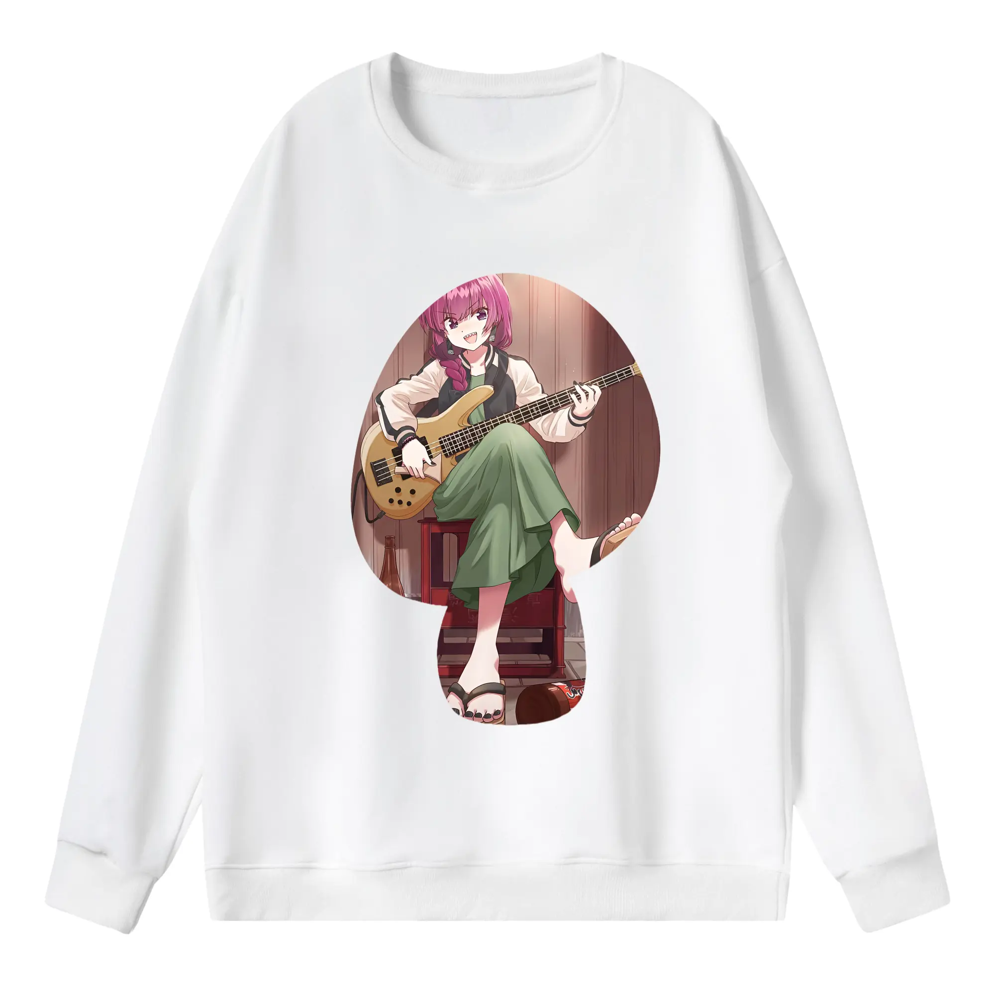 ぼっちざろっく！ グッズ,廣井きくり - 薄手 クルーネック スウェット 裏毛260g · ポリエステル 春秋向け カジュアル 男女兼用 · トレーナー デイリー スポーツ 散歩に最適