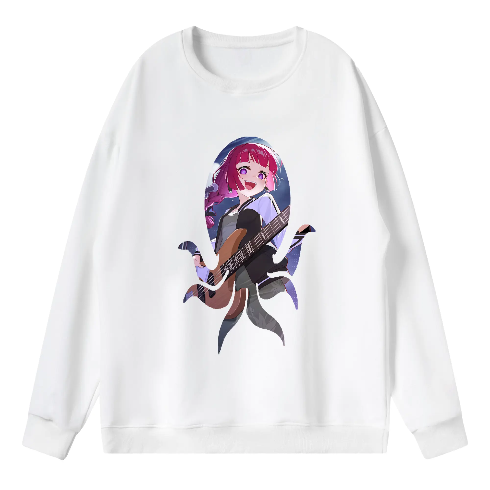 ぼっちざろっく！ グッズ,廣井きくり - 薄手 クルーネック スウェット 裏毛260g · ポリエステル 春秋向け カジュアル 男女兼用 · トレーナー デイリー スポーツ 散歩に最適