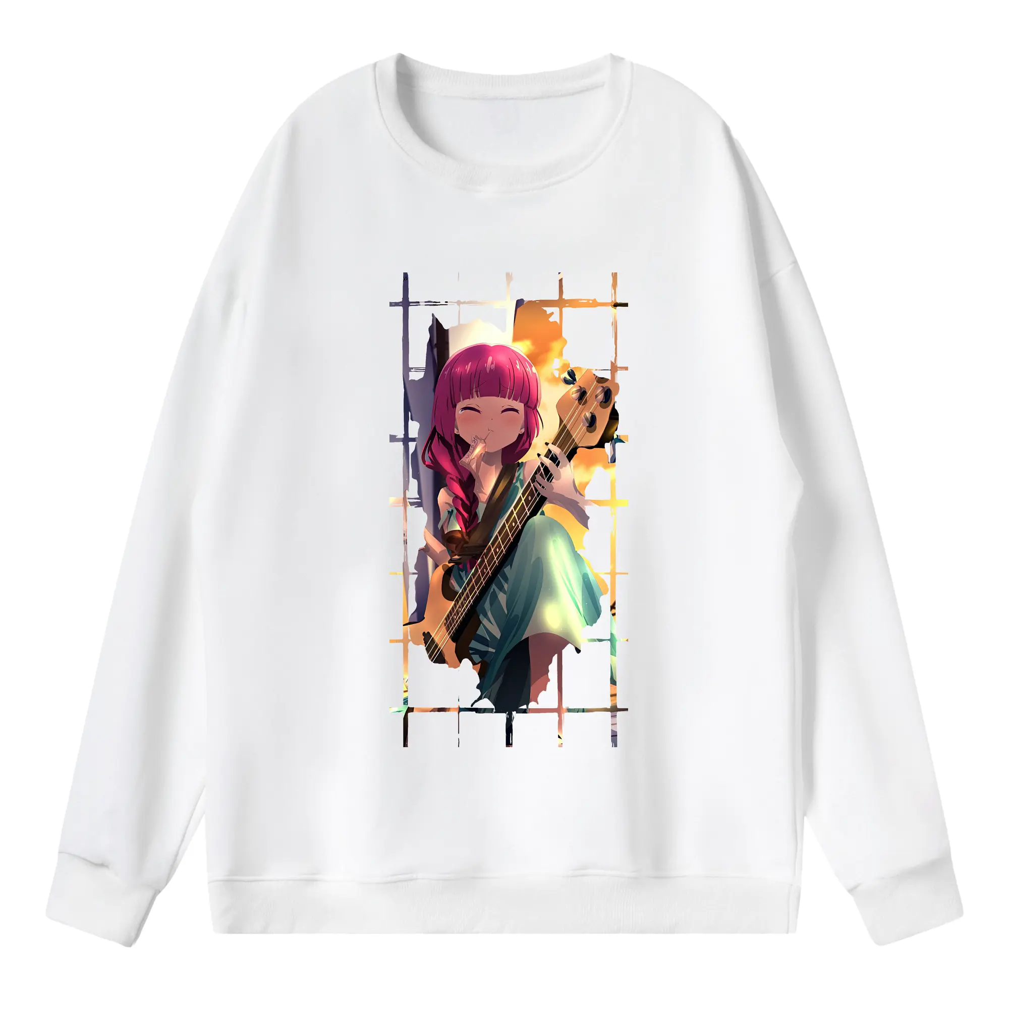 ぼっちざろっく！ グッズ,廣井きくり - 薄手 クルーネック スウェット 裏毛260g · ポリエステル 春秋向け カジュアル 男女兼用 · トレーナー デイリー スポーツ 散歩に最適