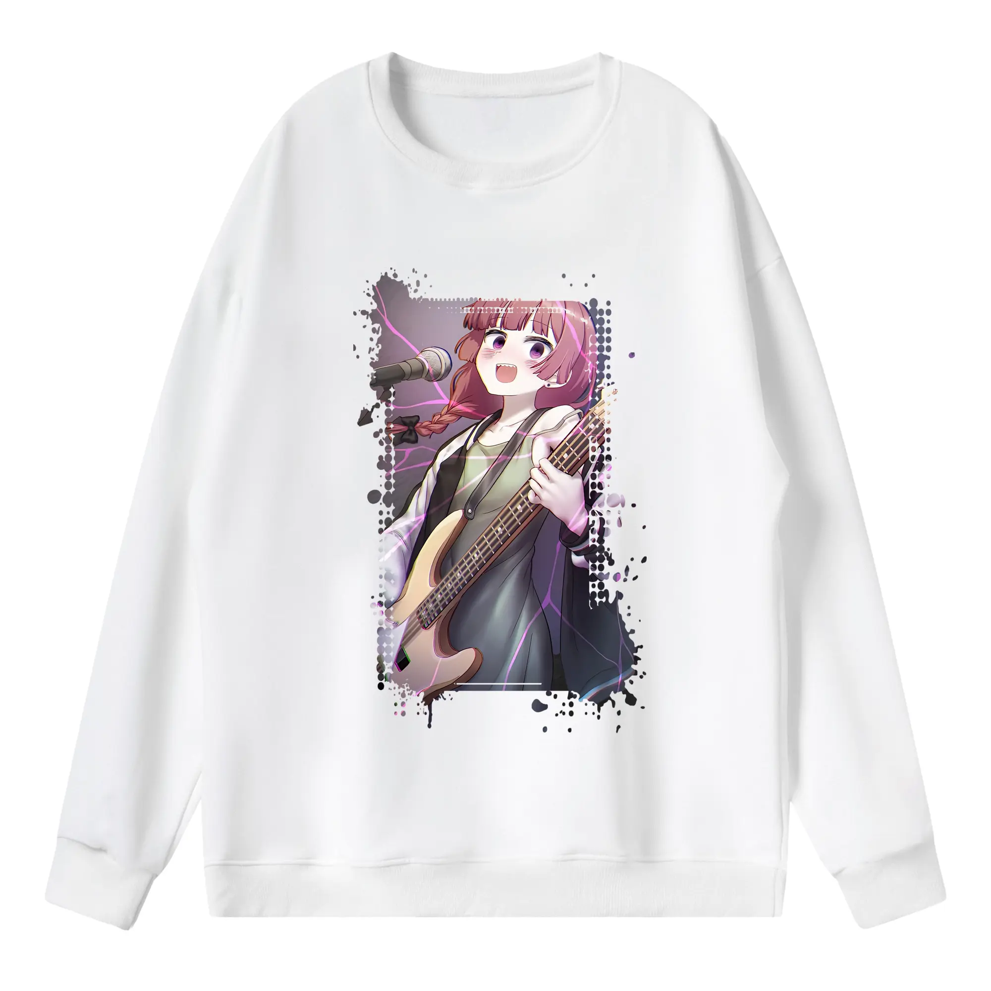 ぼっちざろっく！ グッズ,廣井きくり - 薄手 クルーネック スウェット 裏毛260g · ポリエステル 春秋向け カジュアル 男女兼用 · トレーナー デイリー スポーツ 散歩に最適