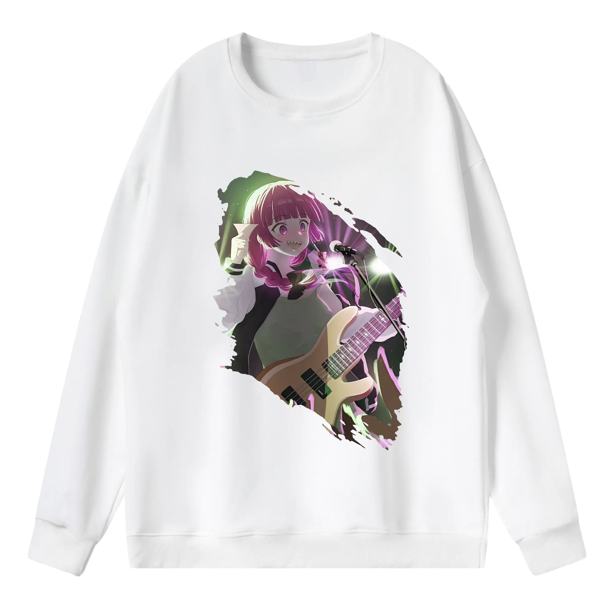 ぼっちざろっく！ グッズ,廣井きくり - 薄手 クルーネック スウェット 裏毛260g · ポリエステル 春秋向け カジュアル 男女兼用 · トレーナー デイリー スポーツ 散歩に最適