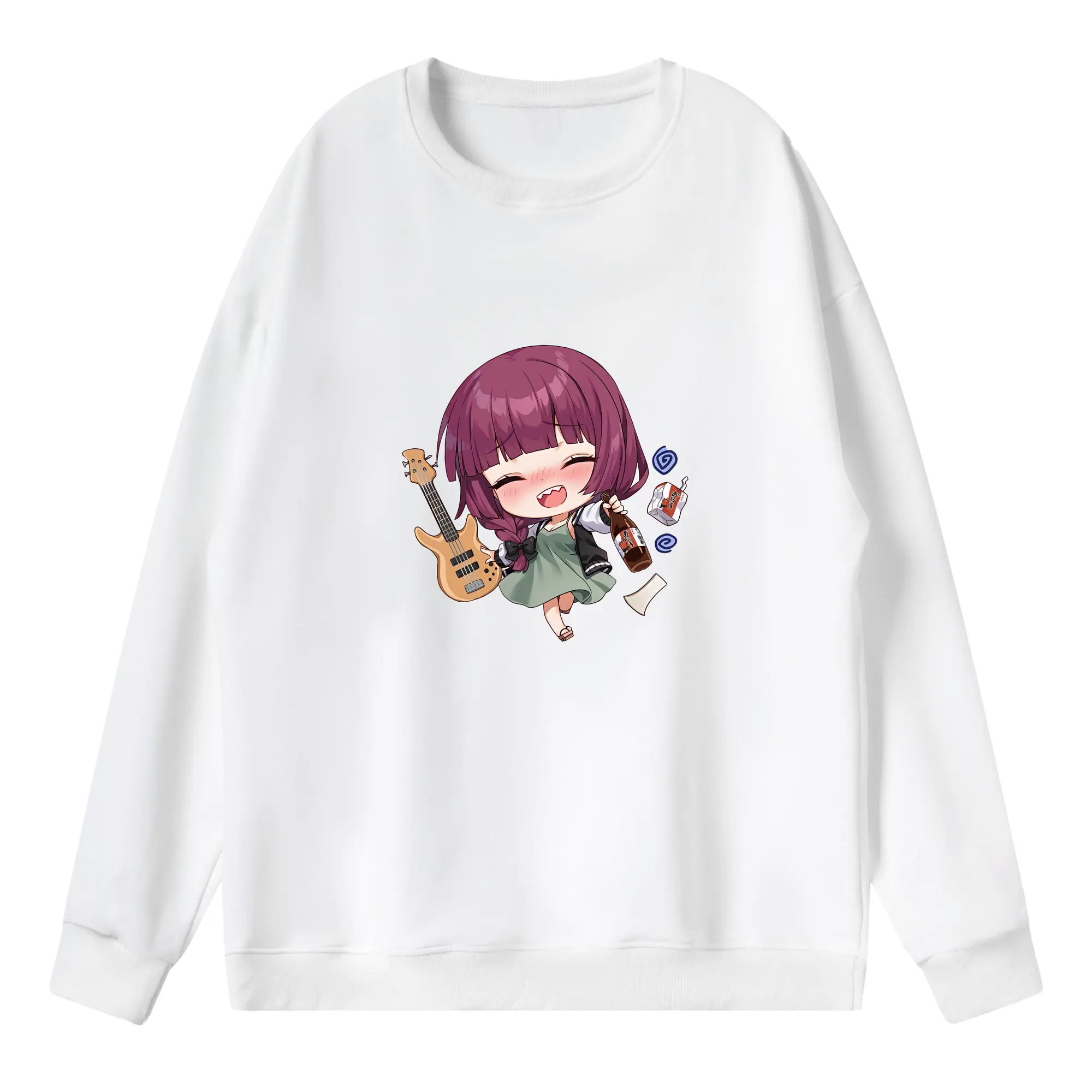 ぼっちざろっく！ グッズ,廣井きくり - 薄手 クルーネック スウェット 裏毛260g · ポリエステル 春秋向け カジュアル 男女兼用 · トレーナー デイリー スポーツ 散歩に最適