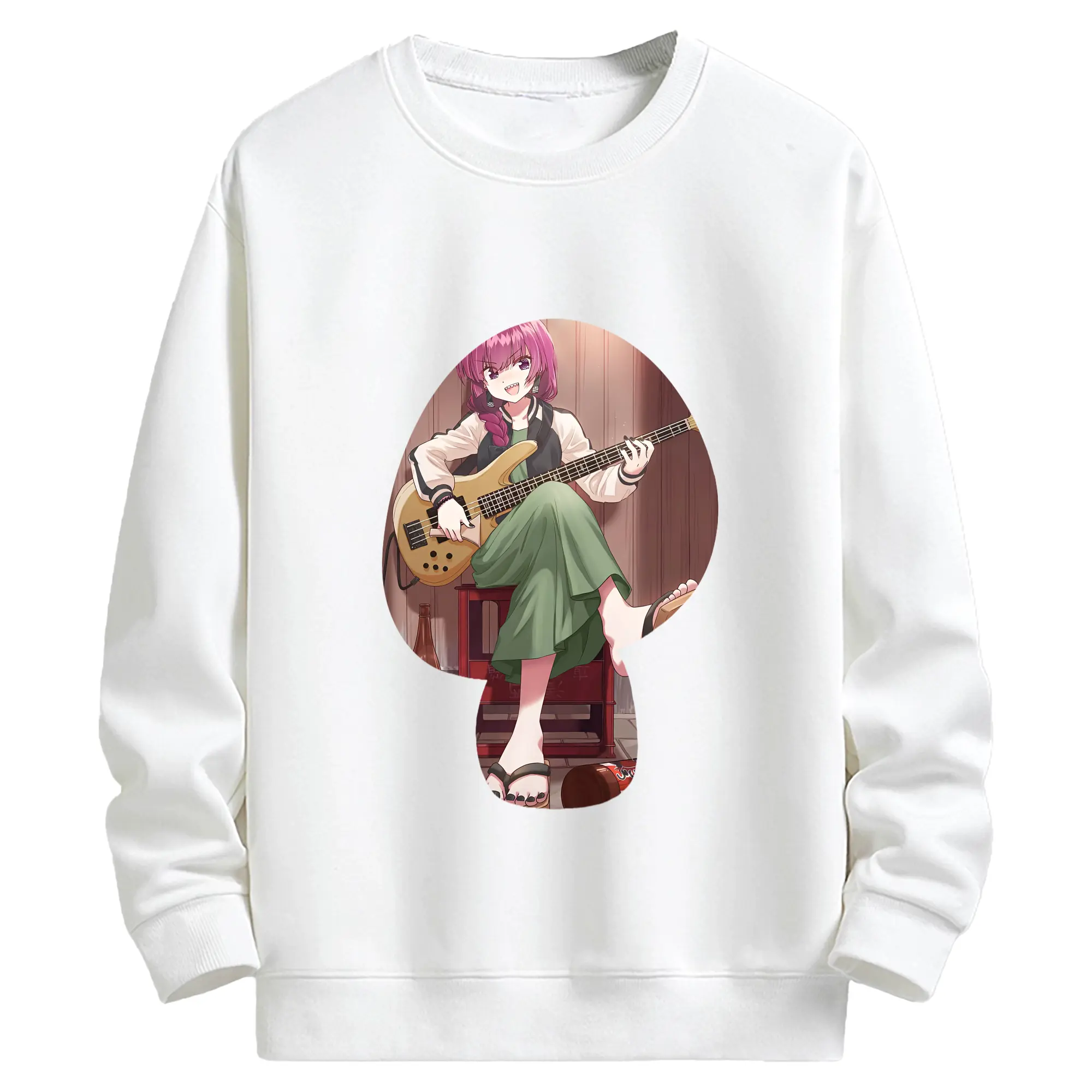 ぼっちざろっく！ グッズ,廣井きくり - キッズ クルーネックスウェットシャツ ・ フロントプリント ・ 綿80％ ポリエステル20％ ・ 快適 通学 スポーツ 日常使い お散歩用