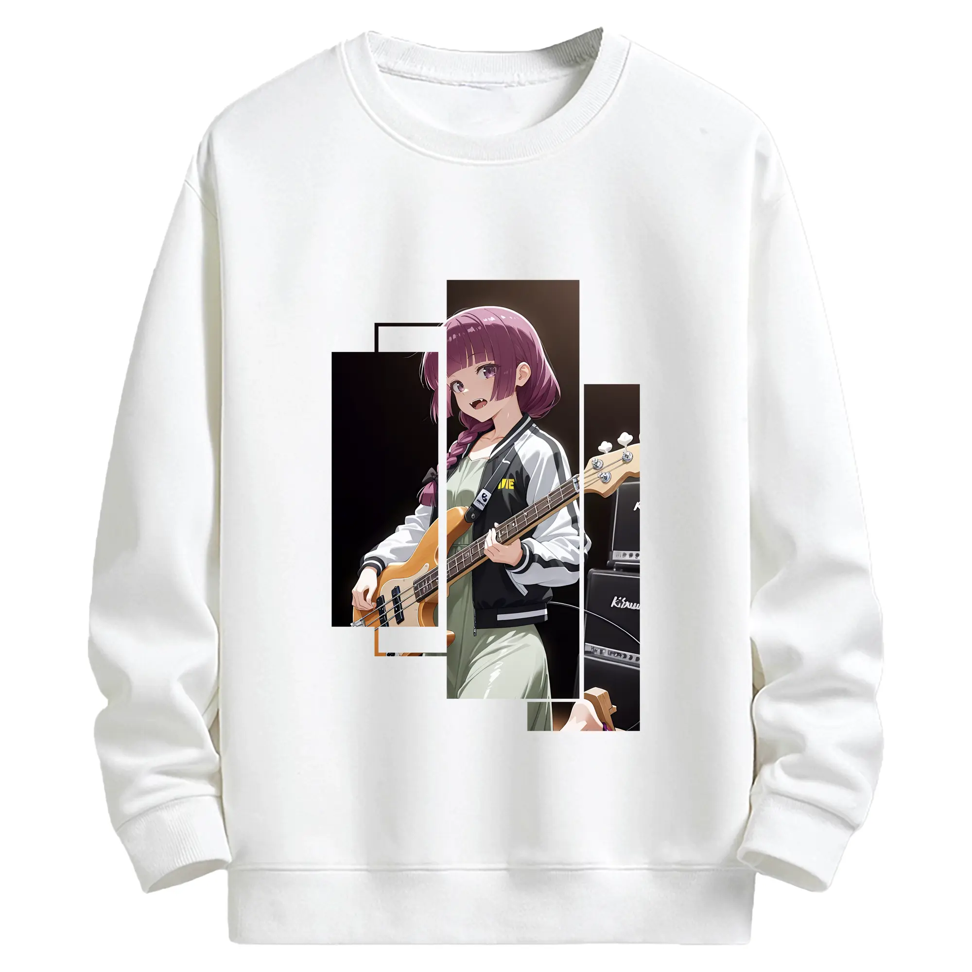 ぼっちざろっく！ グッズ,廣井きくり - キッズ クルーネックスウェットシャツ ・ フロントプリント ・ 綿80％ ポリエステル20％ ・ 快適 通学 スポーツ 日常使い お散歩用