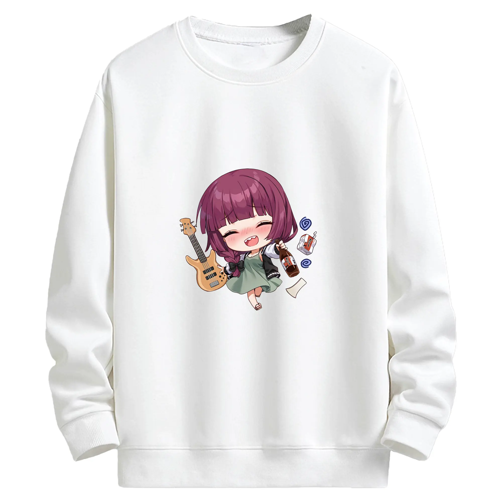 ぼっちざろっく！ グッズ,廣井きくり - キッズ クルーネックスウェットシャツ ・ フロントプリント ・ 綿80％ ポリエステル20％ ・ 快適 通学 スポーツ 日常使い お散歩用