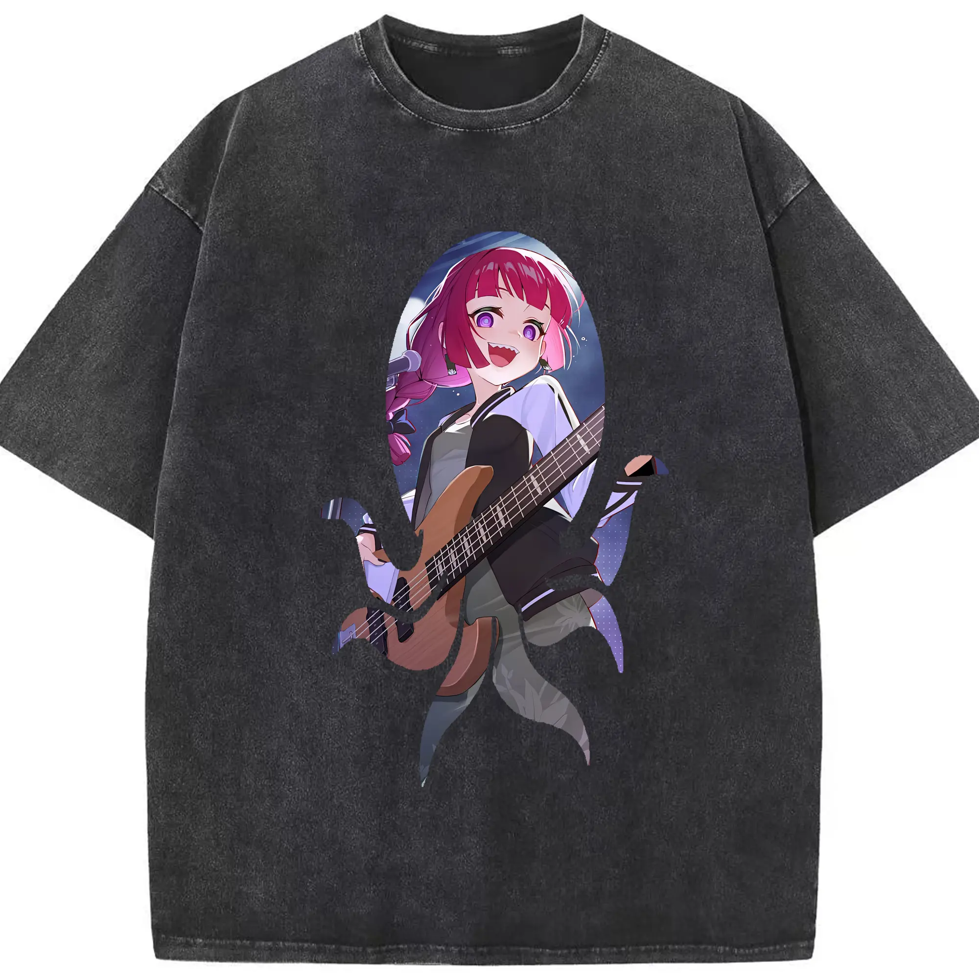 ぼっちざろっく！ グッズ,廣井きくり - 綿100％ ヴィンテージ風 半袖Tシャツ ・ フロントプリント ・ 柔らか肌触り ・ 通気性 快適 ・ スポーツ カジュアル 外出用