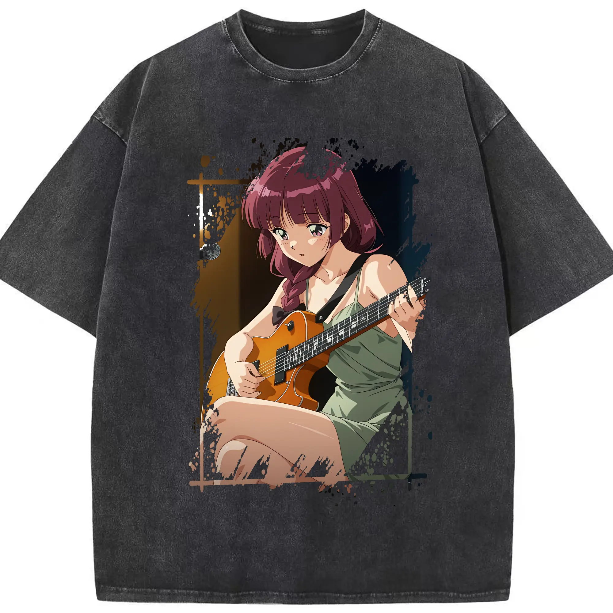 ぼっちざろっく！ グッズ,廣井きくり - 綿100％ ヴィンテージ風 半袖Tシャツ ・ フロントプリント ・ 柔らか肌触り ・ 通気性 快適 ・ スポーツ カジュアル 外出用