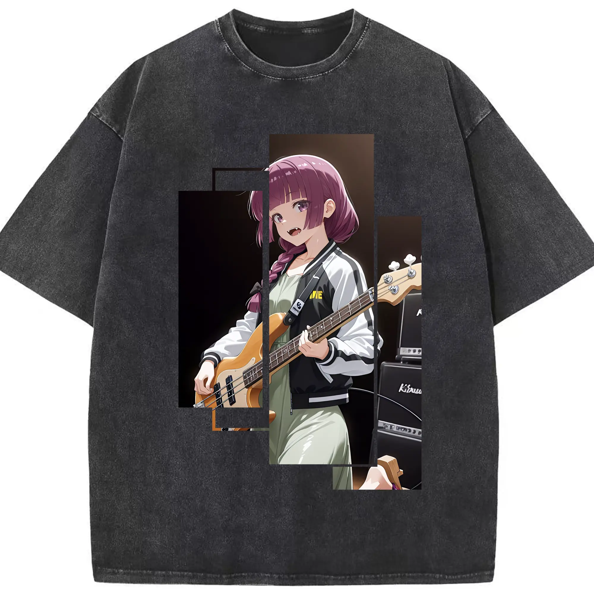 ぼっちざろっく！ グッズ,廣井きくり - 綿100％ ヴィンテージ風 半袖Tシャツ ・ フロントプリント ・ 柔らか肌触り ・ 通気性 快適 ・ スポーツ カジュアル 外出用