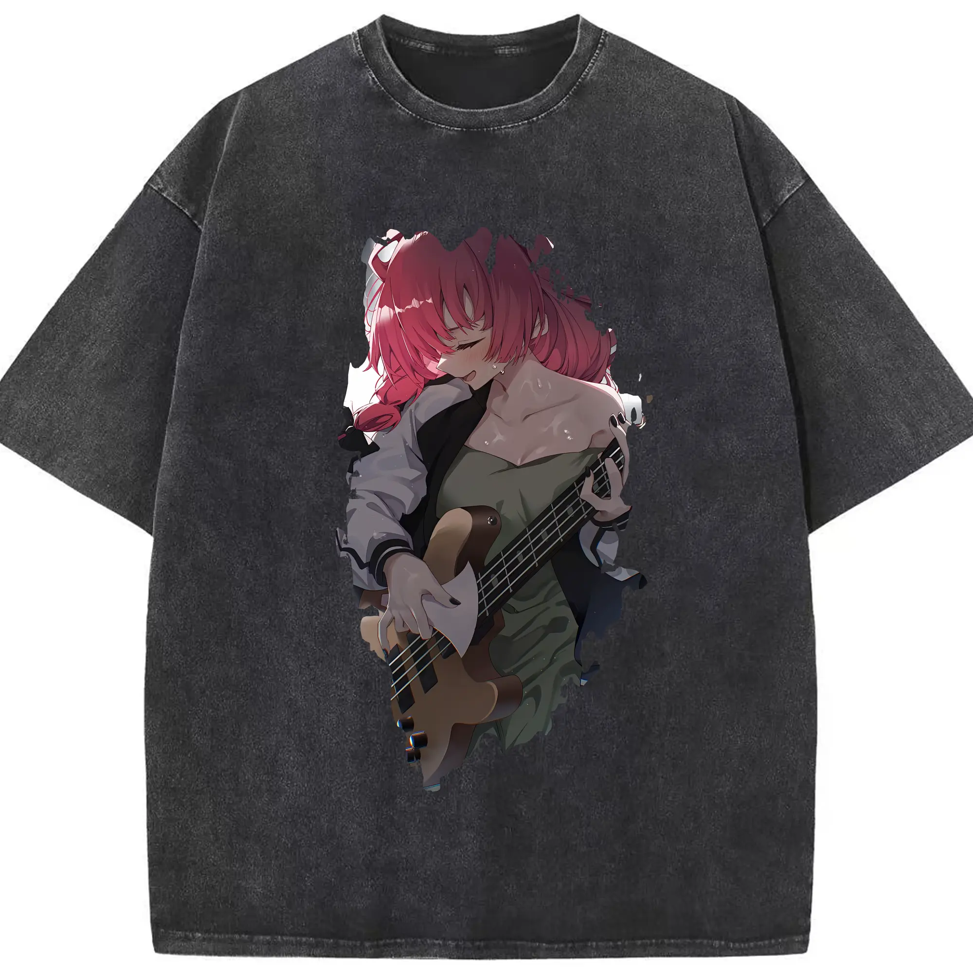 ぼっちざろっく！ グッズ,廣井きくり - 綿100％ ヴィンテージ風 半袖Tシャツ ・ フロントプリント ・ 柔らか肌触り ・ 通気性 快適 ・ スポーツ カジュアル 外出用