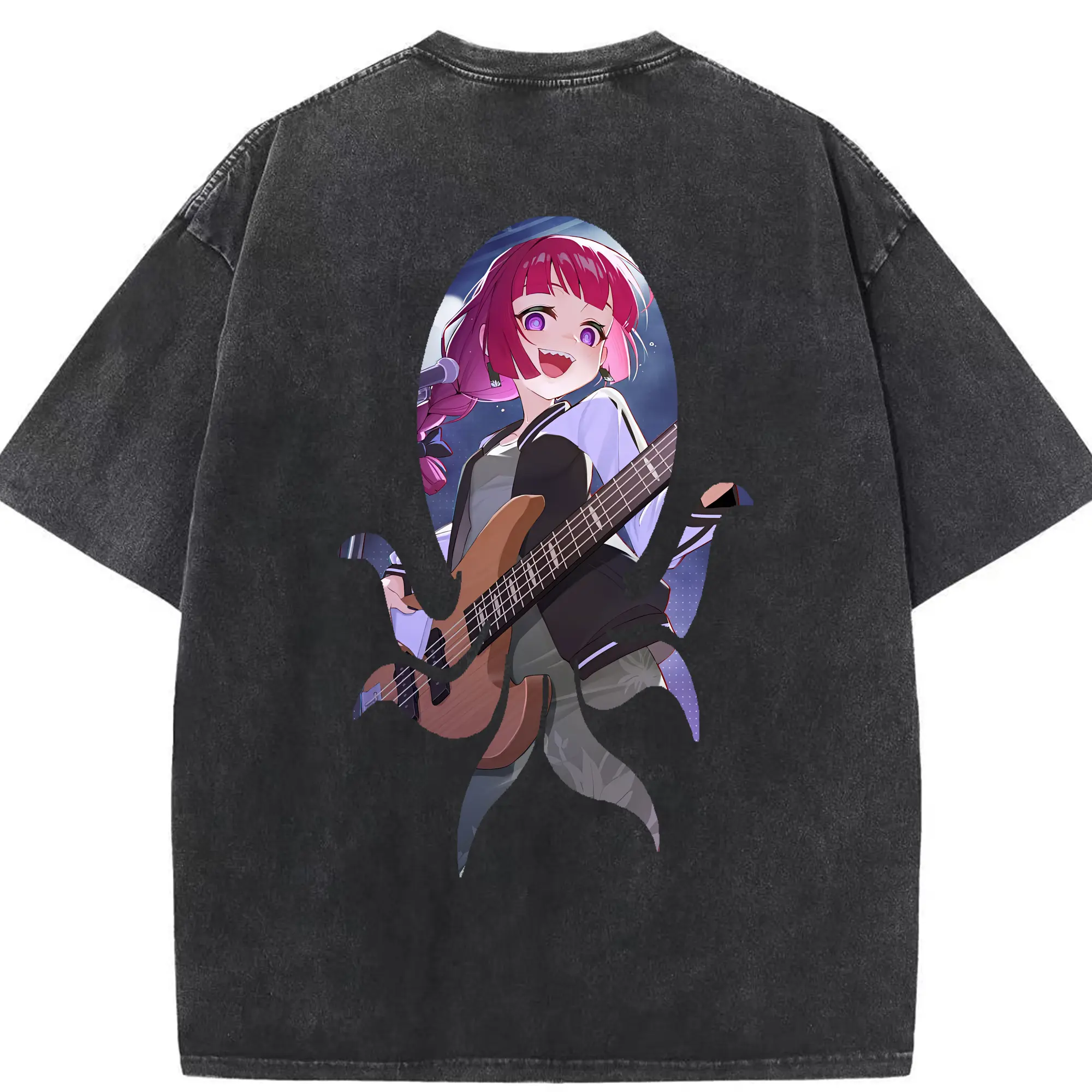 ぼっちざろっく！ グッズ,廣井きくり - 綿100％ ヴィンテージ風 半袖Tシャツ ・ 背面プリント ・ 柔らか肌触り ・ 通気性 快適 ・ スポーツ カジュアル 外出用