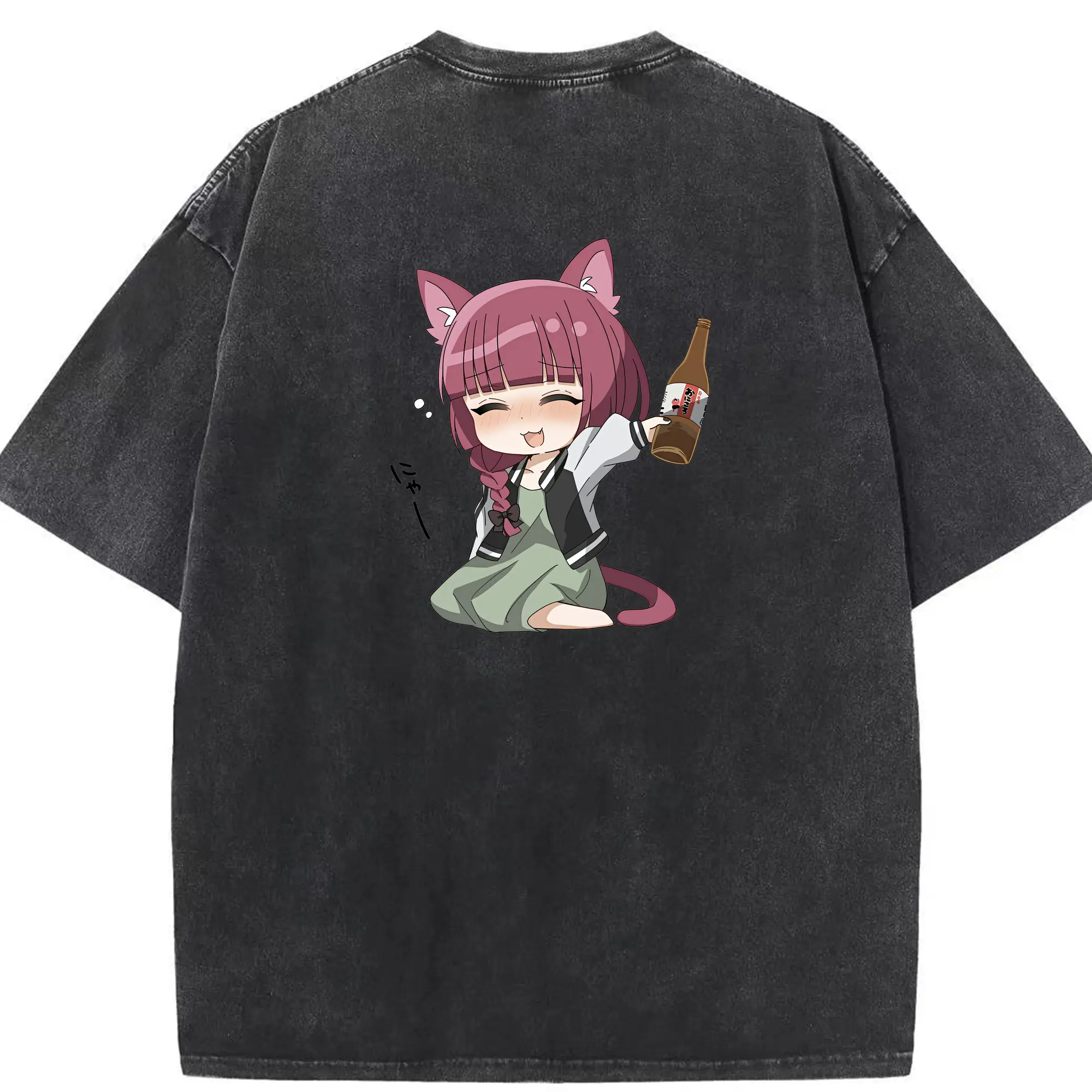 ぼっちざろっく！ グッズ,廣井きくり - 綿100％ ヴィンテージ風 半袖Tシャツ ・ 背面プリント ・ 柔らか肌触り ・ 通気性 快適 ・ スポーツ カジュアル 外出用