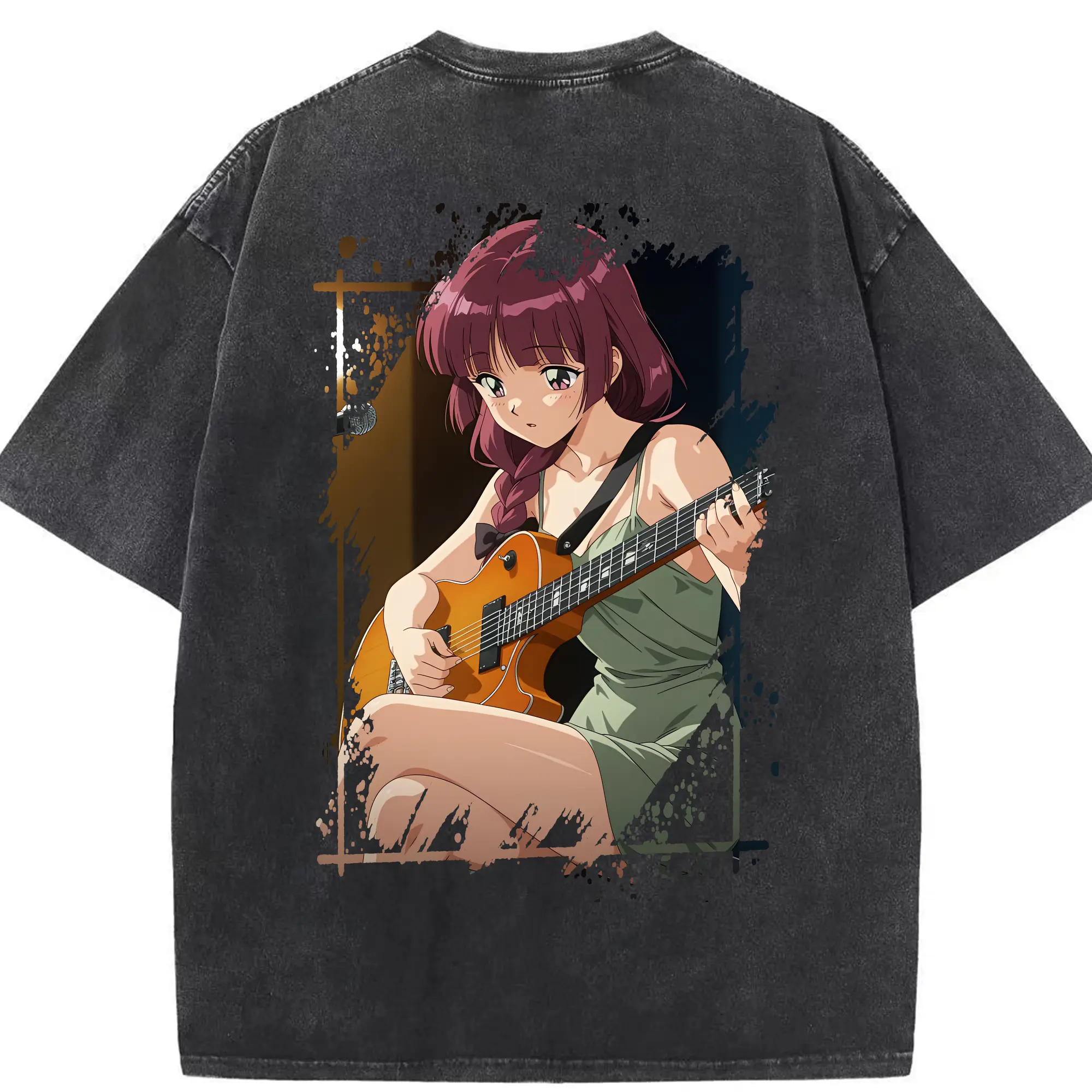 ぼっちざろっく！ グッズ,廣井きくり - 綿100％ ヴィンテージ風 半袖Tシャツ ・ 背面プリント ・ 柔らか肌触り ・ 通気性 快適 ・ スポーツ カジュアル 外出用