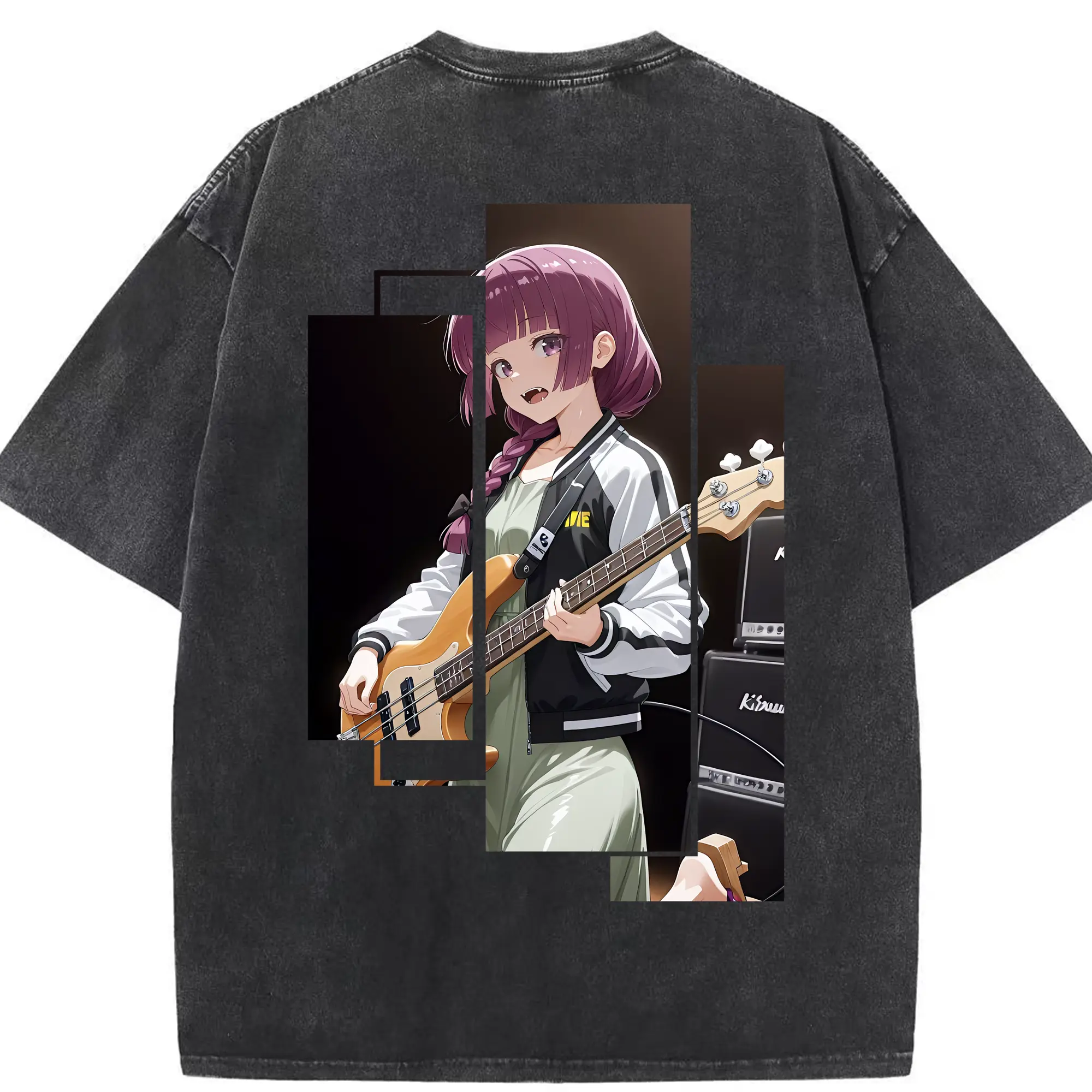 ぼっちざろっく！ グッズ,廣井きくり - 綿100％ ヴィンテージ風 半袖Tシャツ ・ 背面プリント ・ 柔らか肌触り ・ 通気性 快適 ・ スポーツ カジュアル 外出用