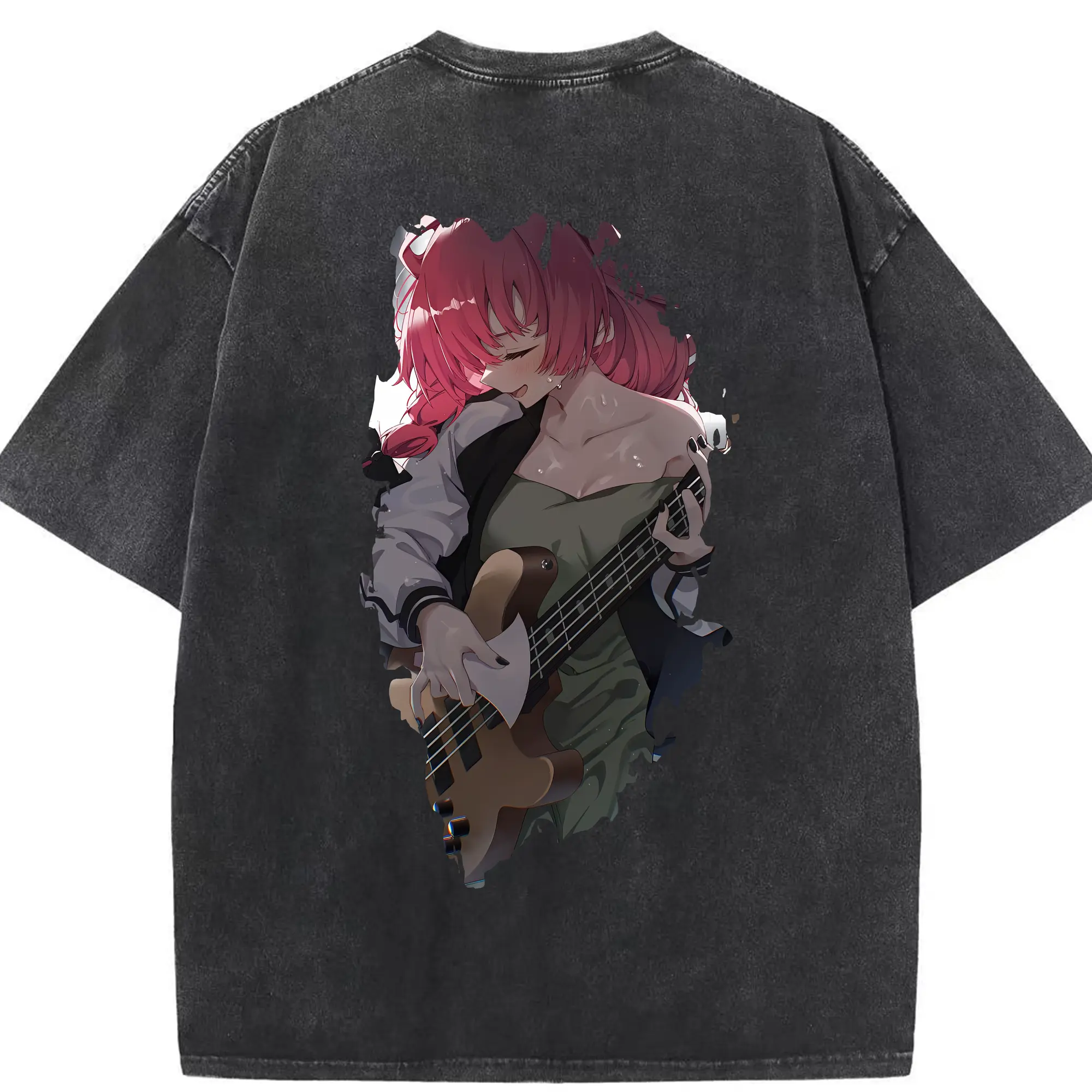 ぼっちざろっく！ グッズ,廣井きくり - 綿100％ ヴィンテージ風 半袖Tシャツ ・ 背面プリント ・ 柔らか肌触り ・ 通気性 快適 ・ スポーツ カジュアル 外出用