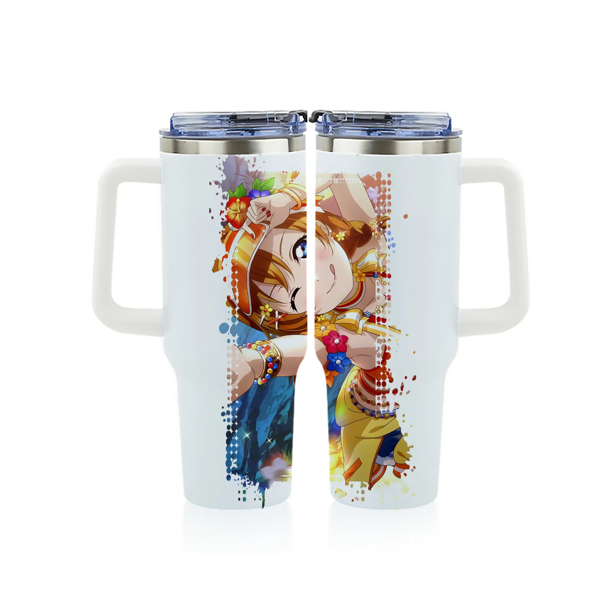 Love Live! グッズ,高坂穂乃果 - 1200mL フルプリント車用タンブラー ・ 304ステンレス 内側 ・ 201ステンレス 外側 ・ 保温 保冷 ・ 通勤 ドライブ アウトドア用