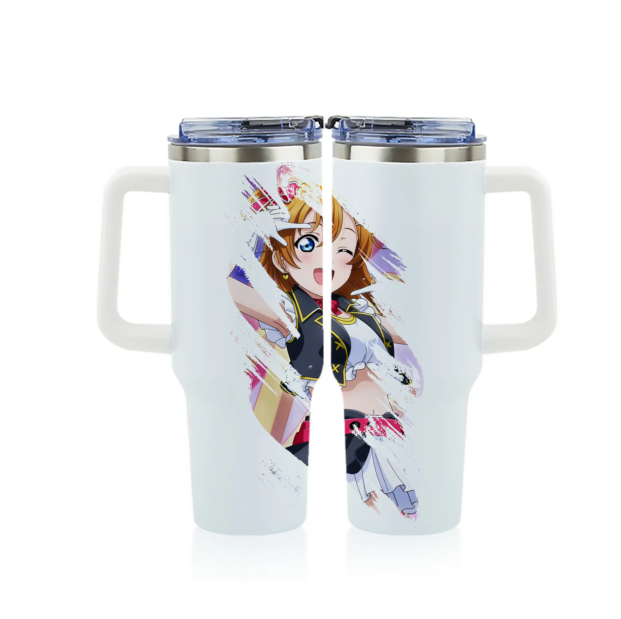 Love Live! グッズ,高坂穂乃果 - 1200mL フルプリント車用タンブラー ・ 304ステンレス 内側 ・ 201ステンレス 外側 ・ 保温 保冷 ・ 通勤 ドライブ アウトドア用