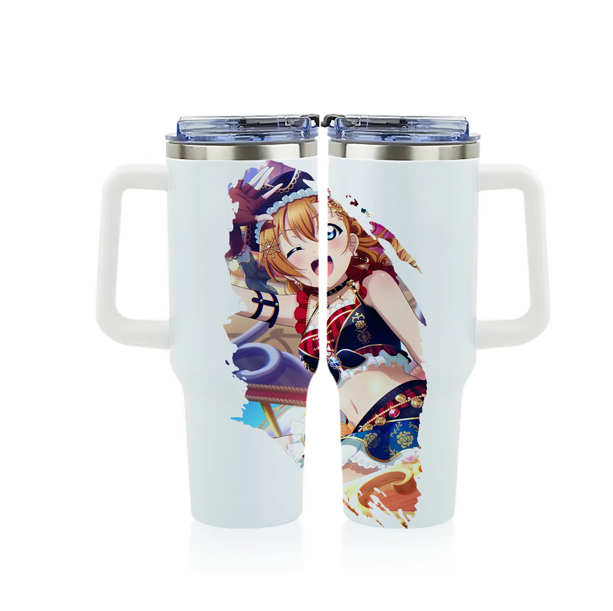 Love Live! グッズ,高坂穂乃果 - 1200mL フルプリント車用タンブラー ・ 304ステンレス 内側 ・ 201ステンレス 外側 ・ 保温 保冷 ・ 通勤 ドライブ アウトドア用