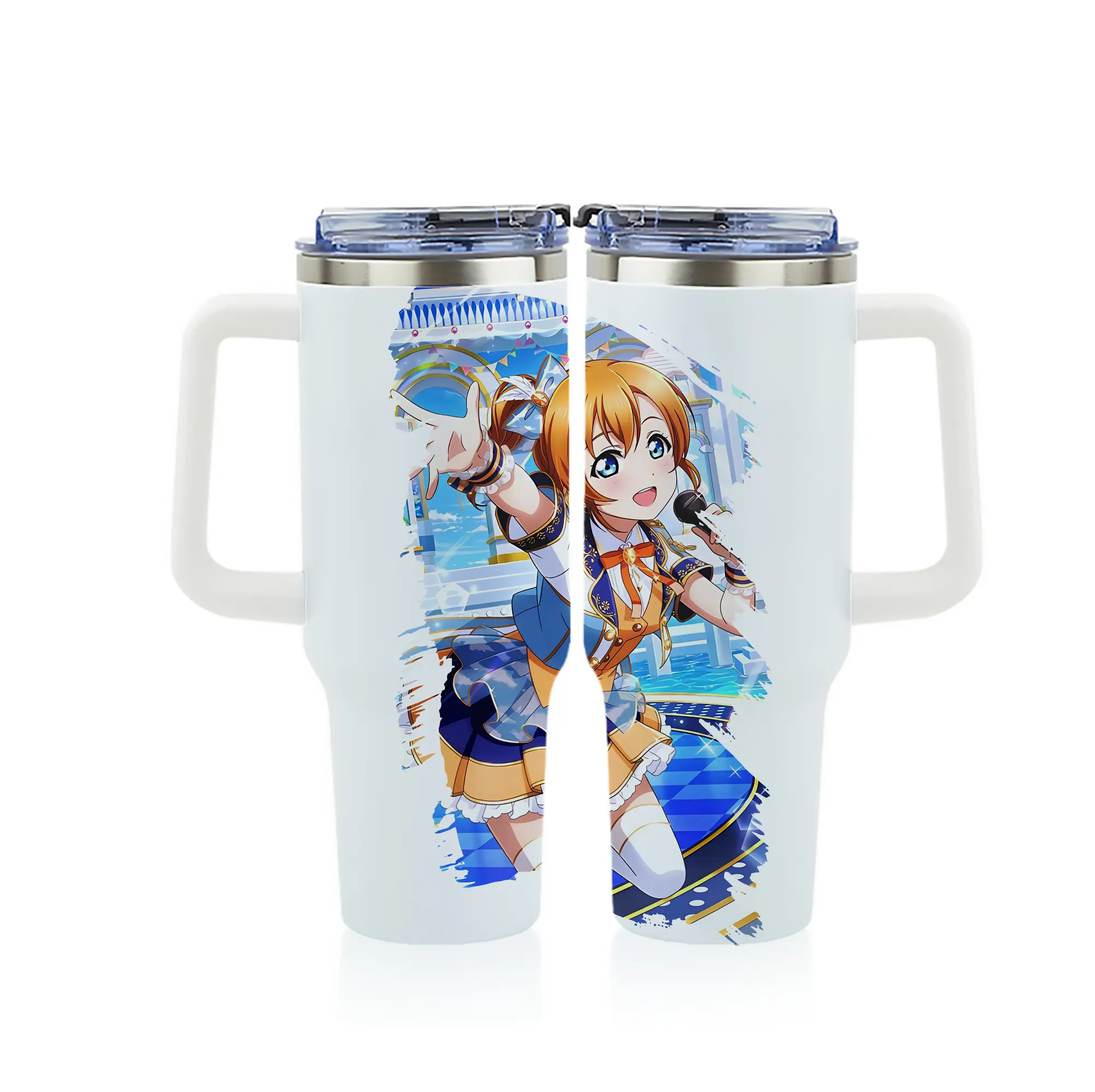 Love Live! グッズ,高坂穂乃果 - 1200mL フルプリント車用タンブラー ・ 304ステンレス 内側 ・ 201ステンレス 外側 ・ 保温 保冷 ・ 通勤 ドライブ アウトドア用