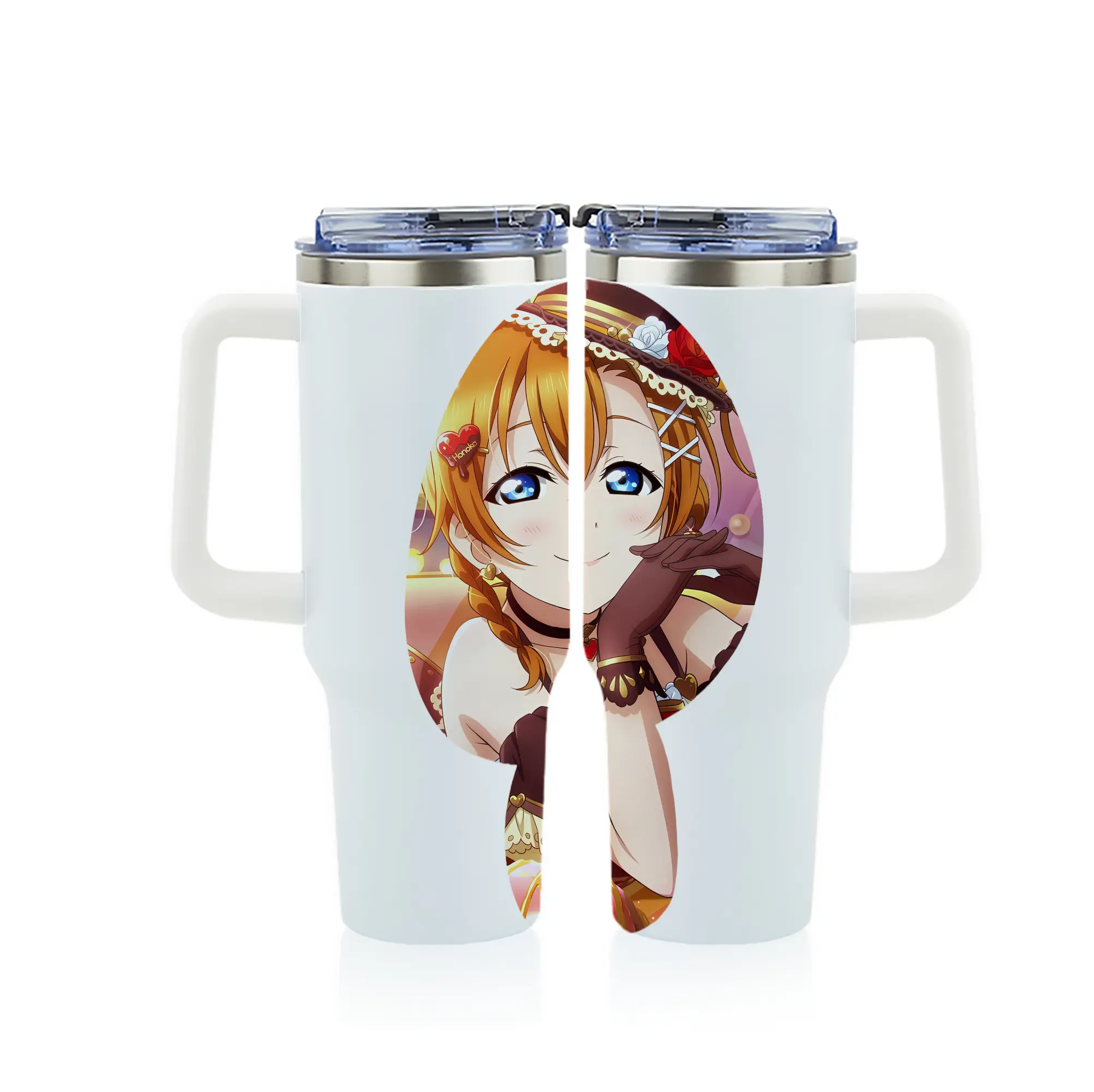 Love Live! グッズ,高坂穂乃果 - 1200mL フルプリント車用タンブラー ・ 304ステンレス 内側 ・ 201ステンレス 外側 ・ 保温 保冷 ・ 通勤 ドライブ アウトドア用