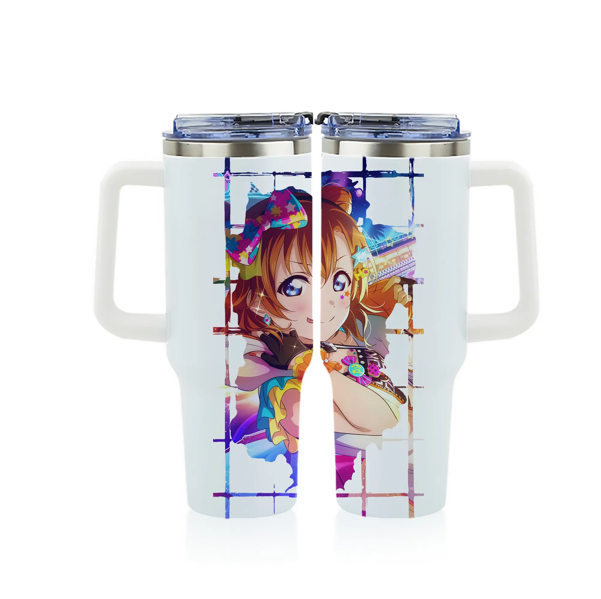 Love Live! グッズ,高坂穂乃果 - 1200mL フルプリント車用タンブラー ・ 304ステンレス 内側 ・ 201ステンレス 外側 ・ 保温 保冷 ・ 通勤 ドライブ アウトドア用