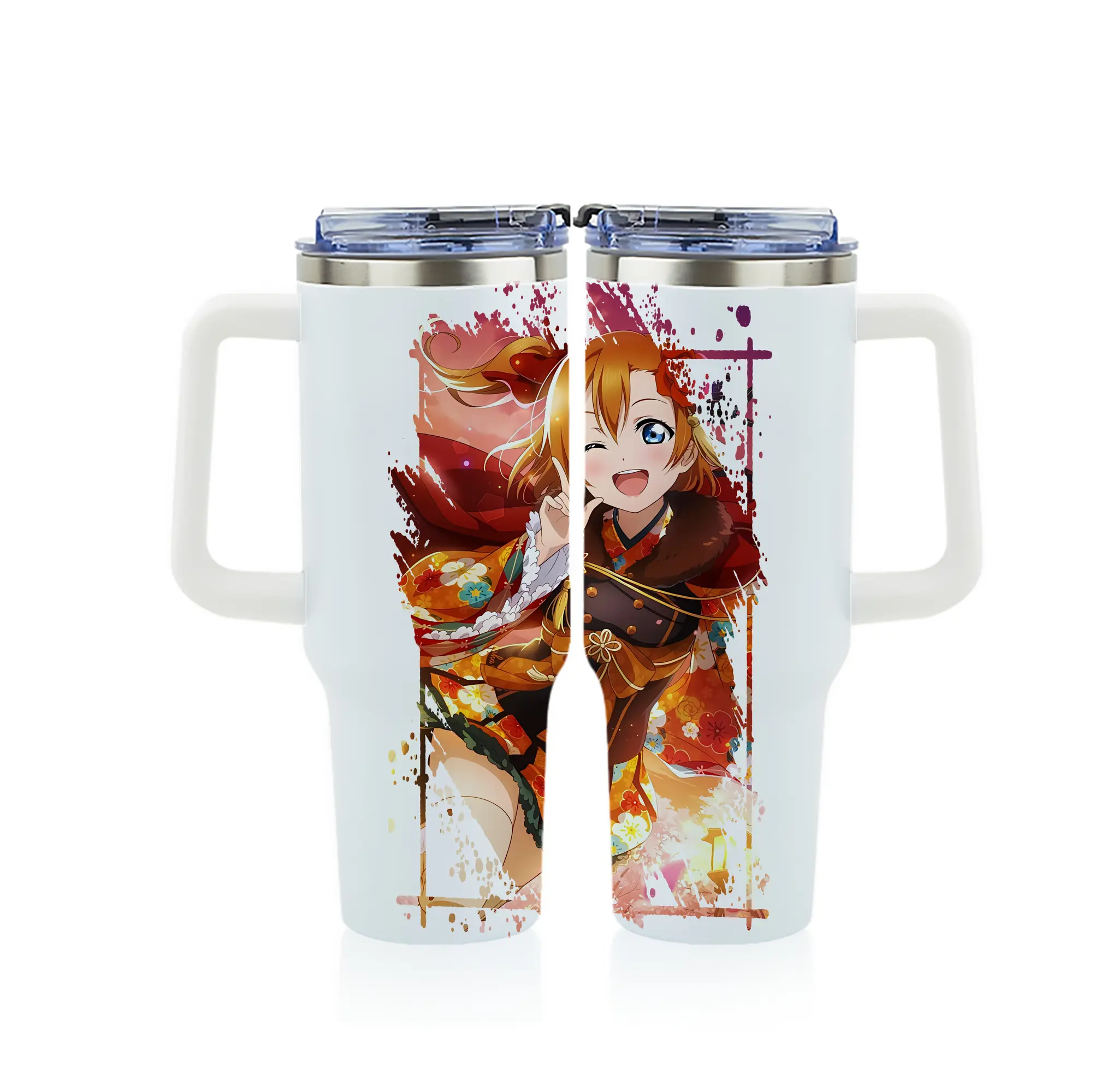 Love Live! グッズ,高坂穂乃果 - 1200mL フルプリント車用タンブラー ・ 304ステンレス 内側 ・ 201ステンレス 外側 ・ 保温 保冷 ・ 通勤 ドライブ アウトドア用