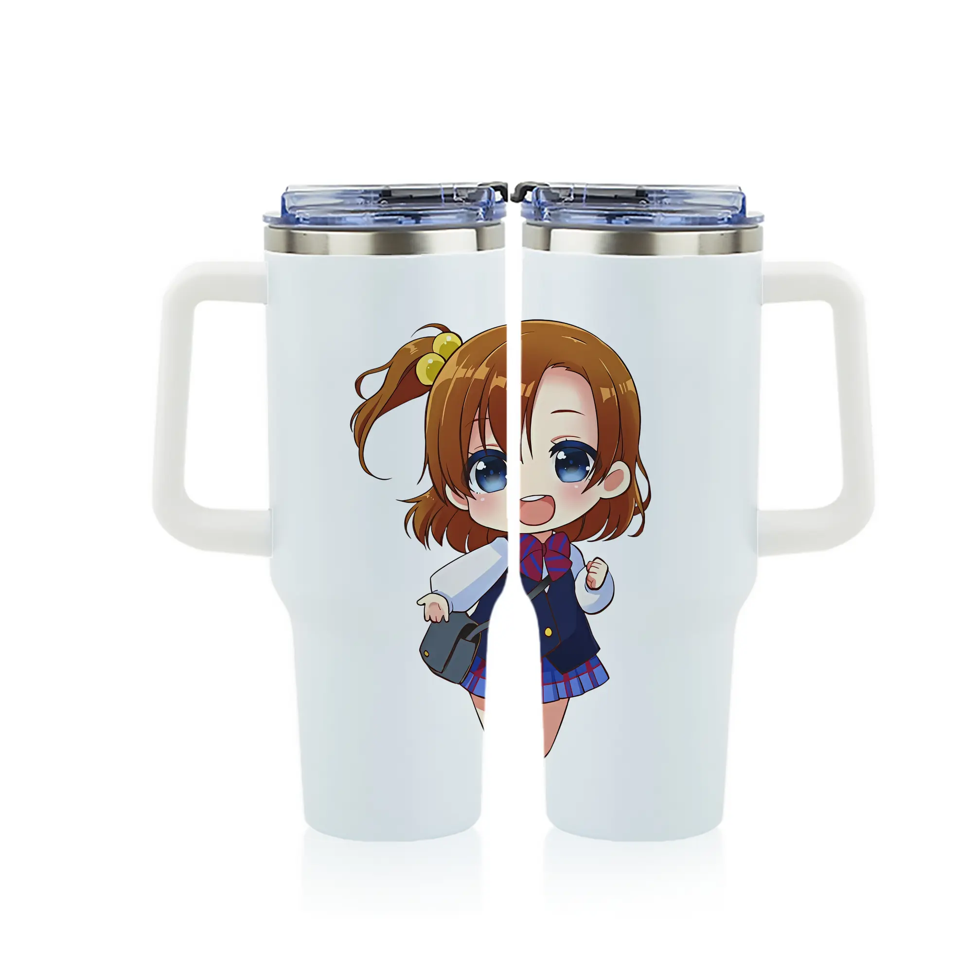 Love Live! グッズ,高坂穂乃果 - 1200mL フルプリント車用タンブラー ・ 304ステンレス 内側 ・ 201ステンレス 外側 ・ 保温 保冷 ・ 通勤 ドライブ アウトドア用