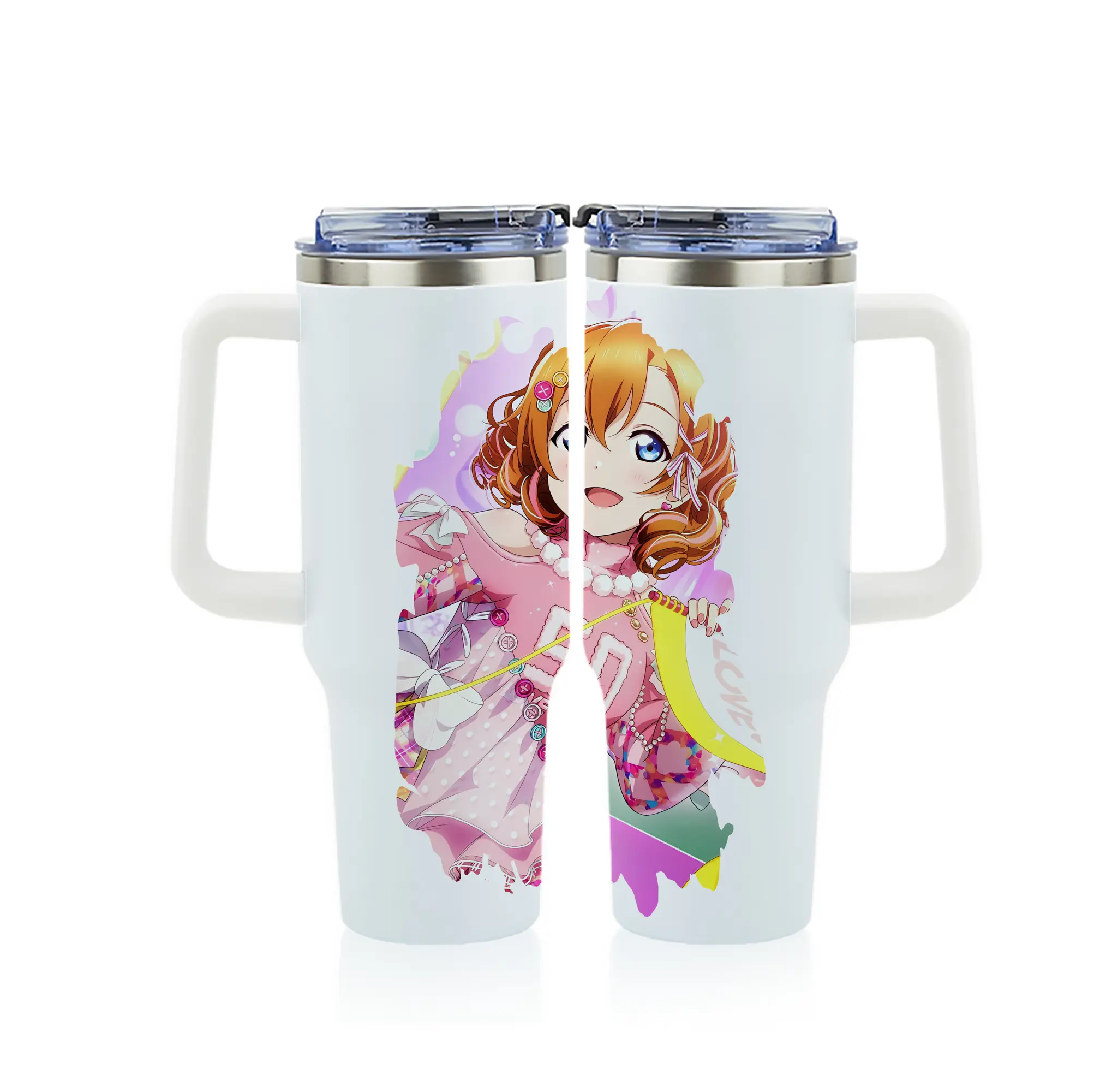 Love Live! グッズ,高坂穂乃果 - 1200mL フルプリント車用タンブラー ・ 304ステンレス 内側 ・ 201ステンレス 外側 ・ 保温 保冷 ・ 通勤 ドライブ アウトドア用