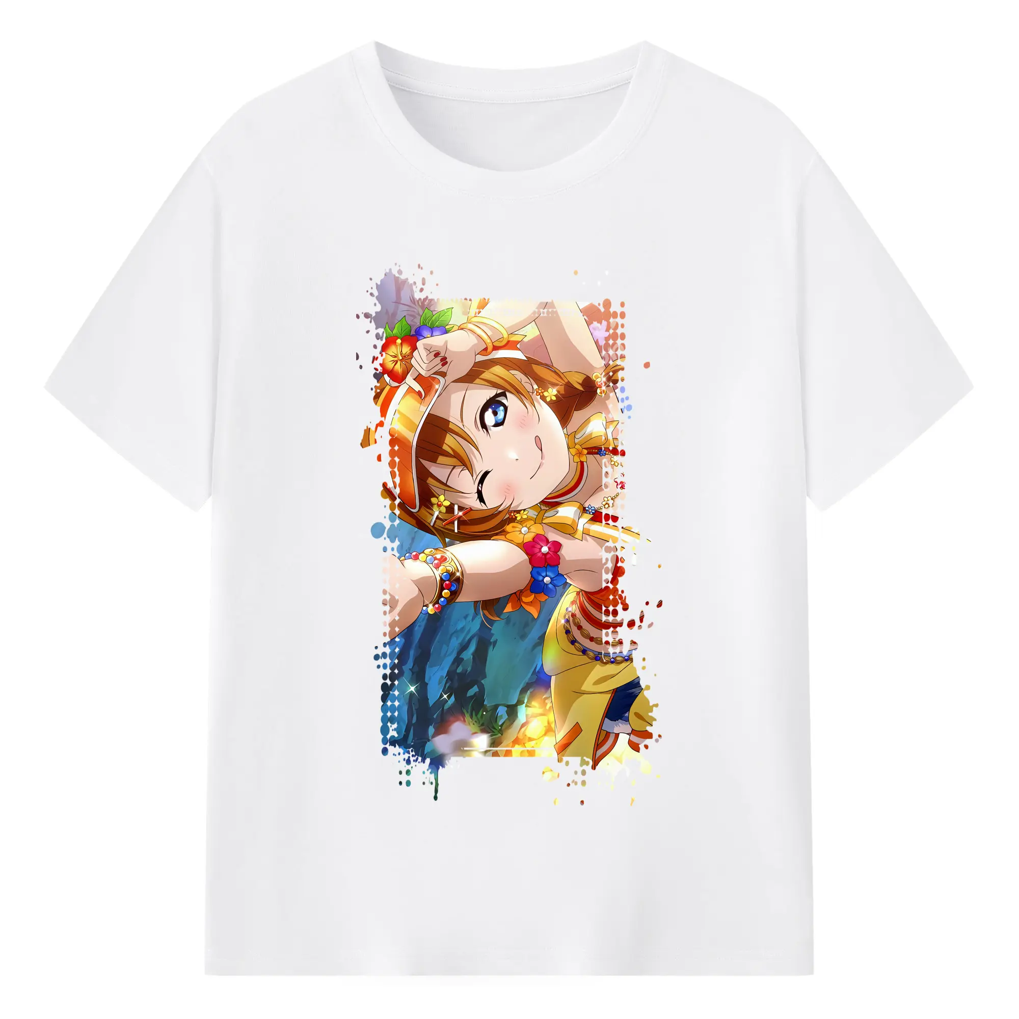 Love Live! グッズ,高坂穂乃果 - 綿100％ 半袖Tシャツ ・ フロントプリント ・ 快適 通気性 ・ 日常使い 散歩 スポーツ用