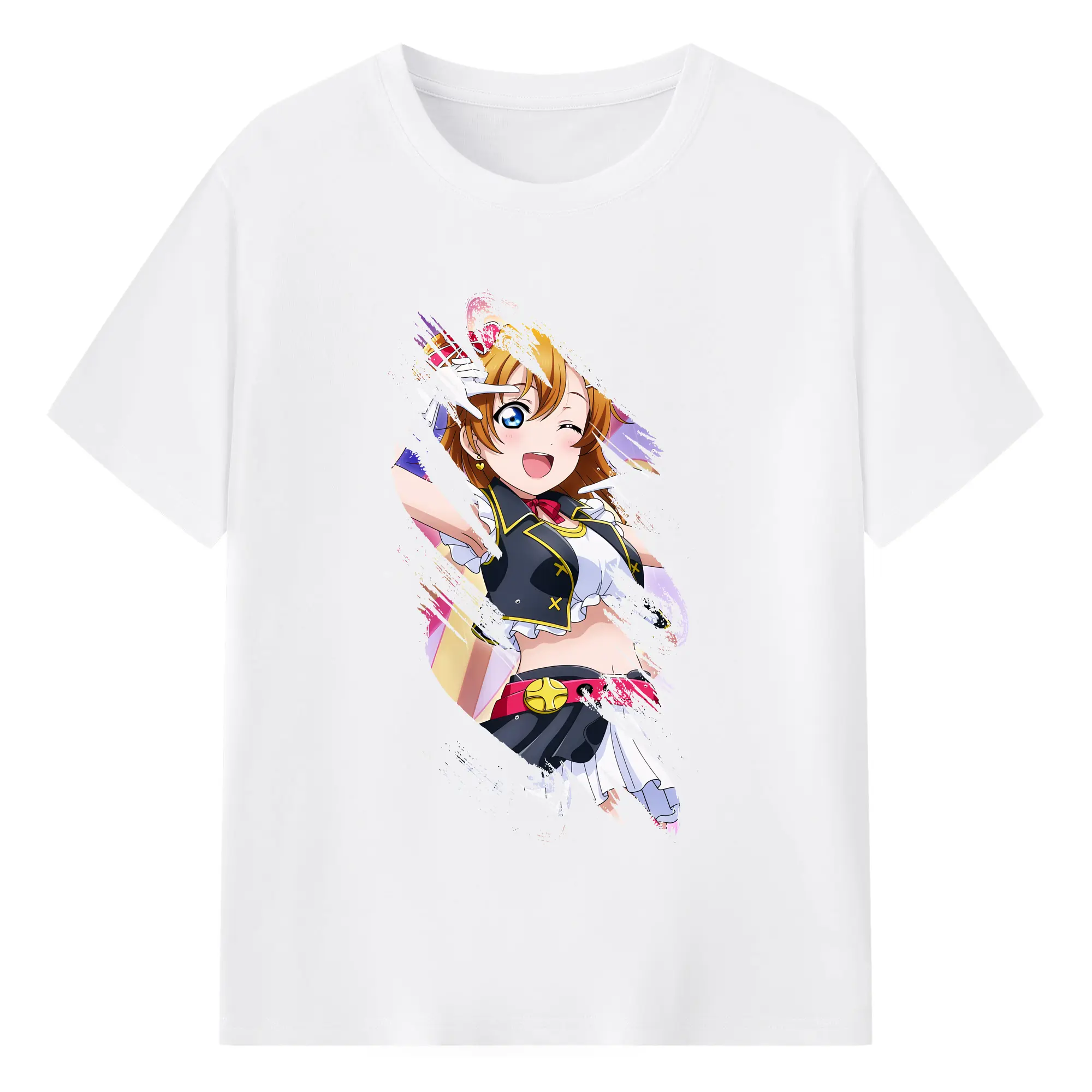 Love Live! グッズ,高坂穂乃果 - 綿100％ 半袖Tシャツ ・ フロントプリント ・ 快適 通気性 ・ 日常使い 散歩 スポーツ用