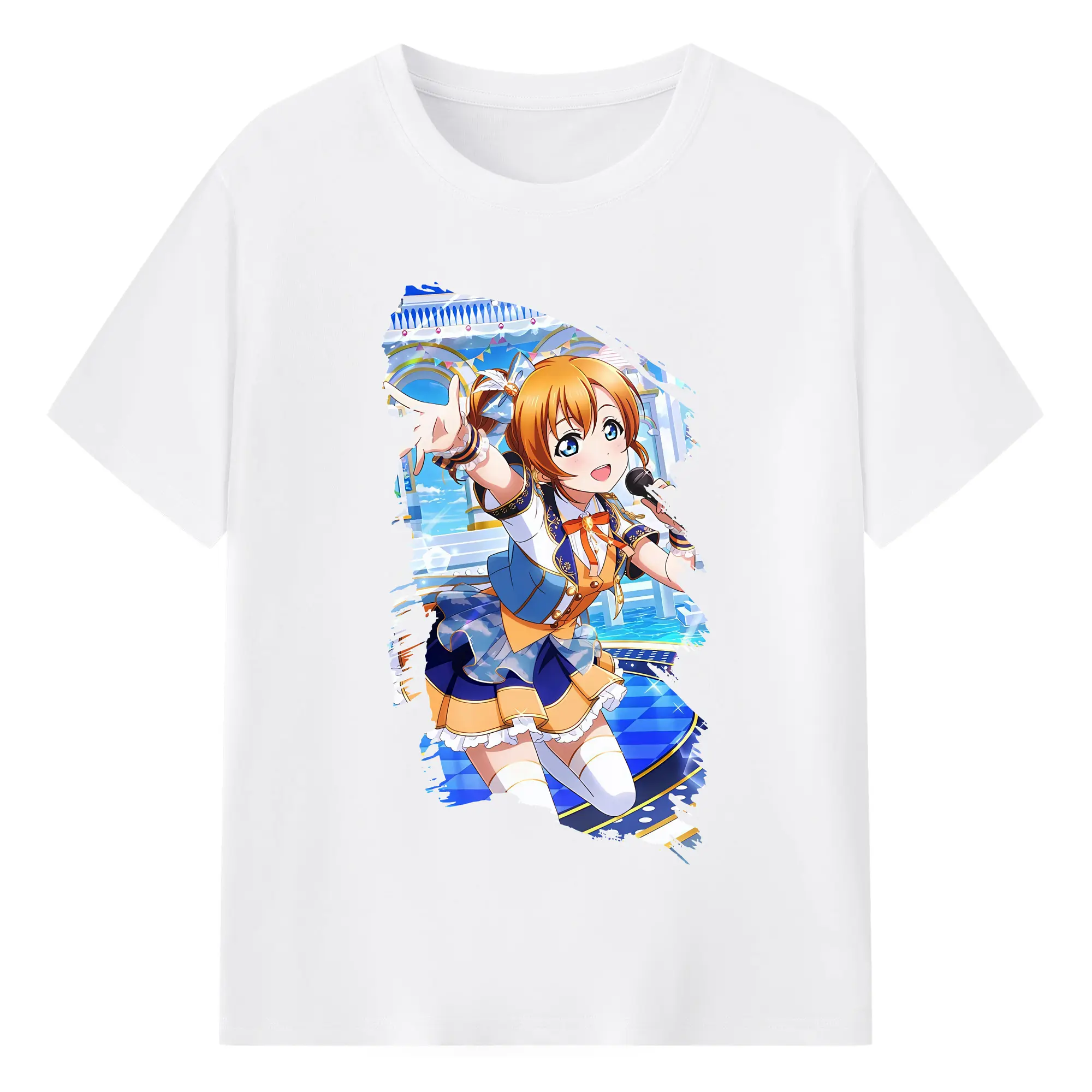 Love Live! グッズ,高坂穂乃果 - 綿100％ 半袖Tシャツ ・ フロントプリント ・ 快適 通気性 ・ 日常使い 散歩 スポーツ用